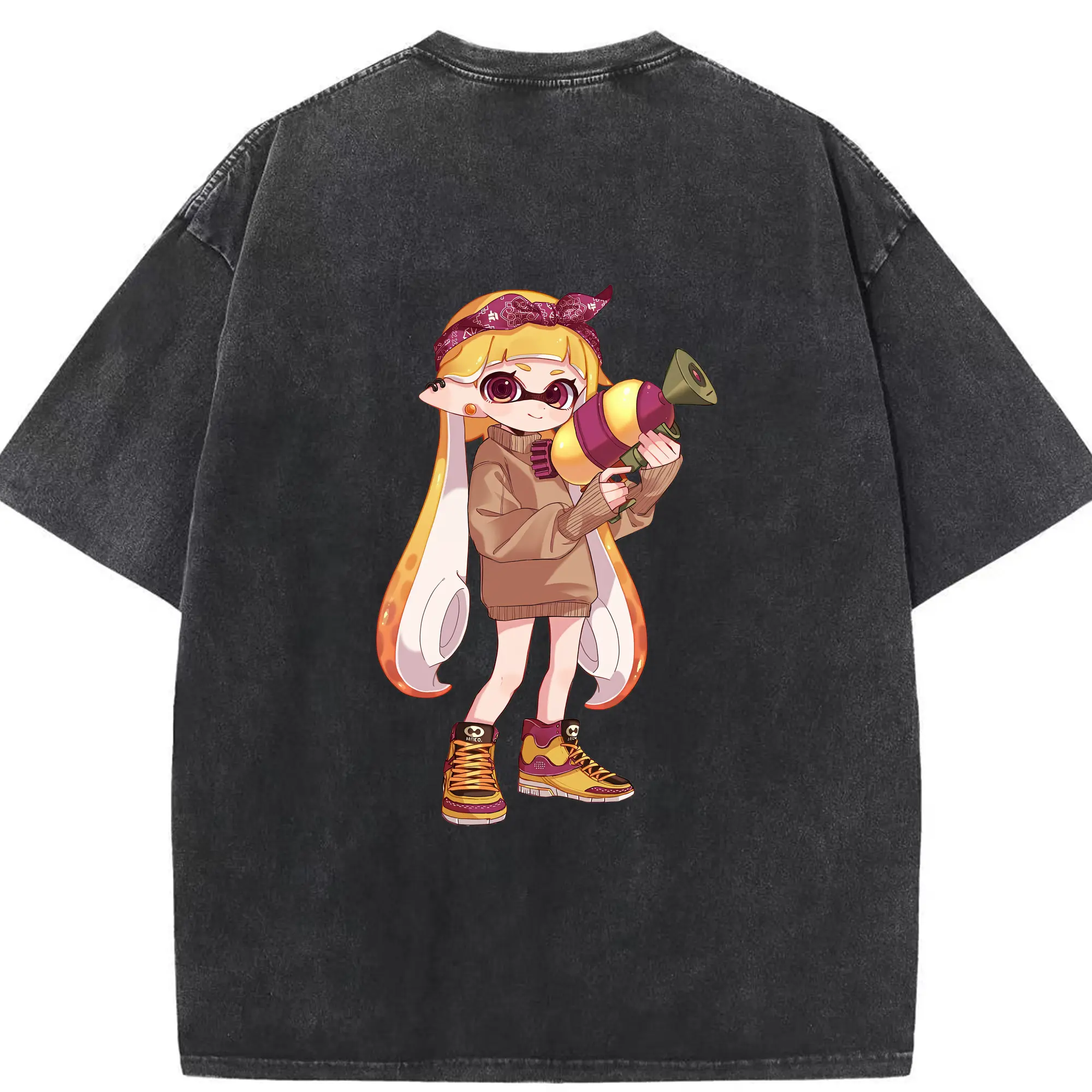スプラトゥーン グッズ,インクリング - 綿100％ ヴィンテージ風 半袖Tシャツ ・ 背面プリント ・ 柔らか肌触り ・ 通気性 快適 ・ スポーツ カジュアル 外出用