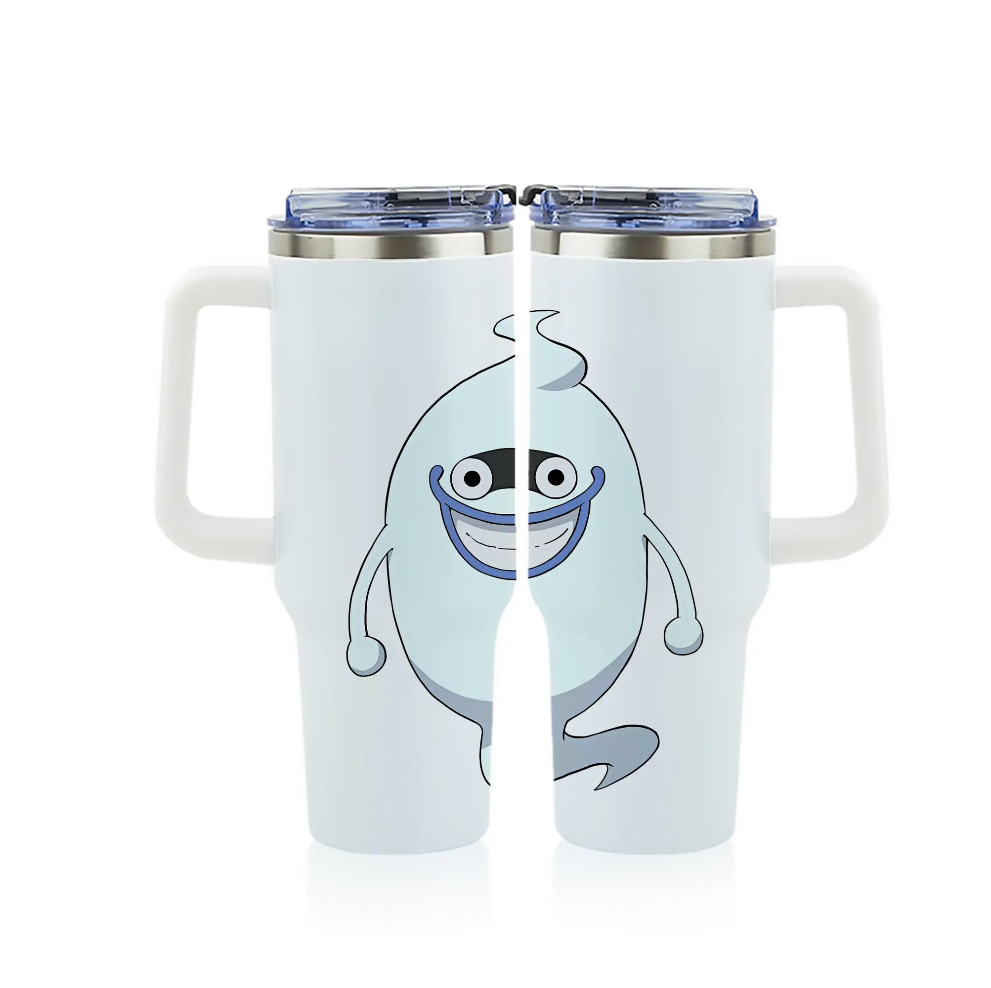 妖怪ウォッチ グッズ,ウィスパー - 1200mL フルプリント車用タンブラー ・ 304ステンレス 内側 ・ 201ステンレス 外側 ・ 保温 保冷 ・ 通勤 ドライブ アウトドア用