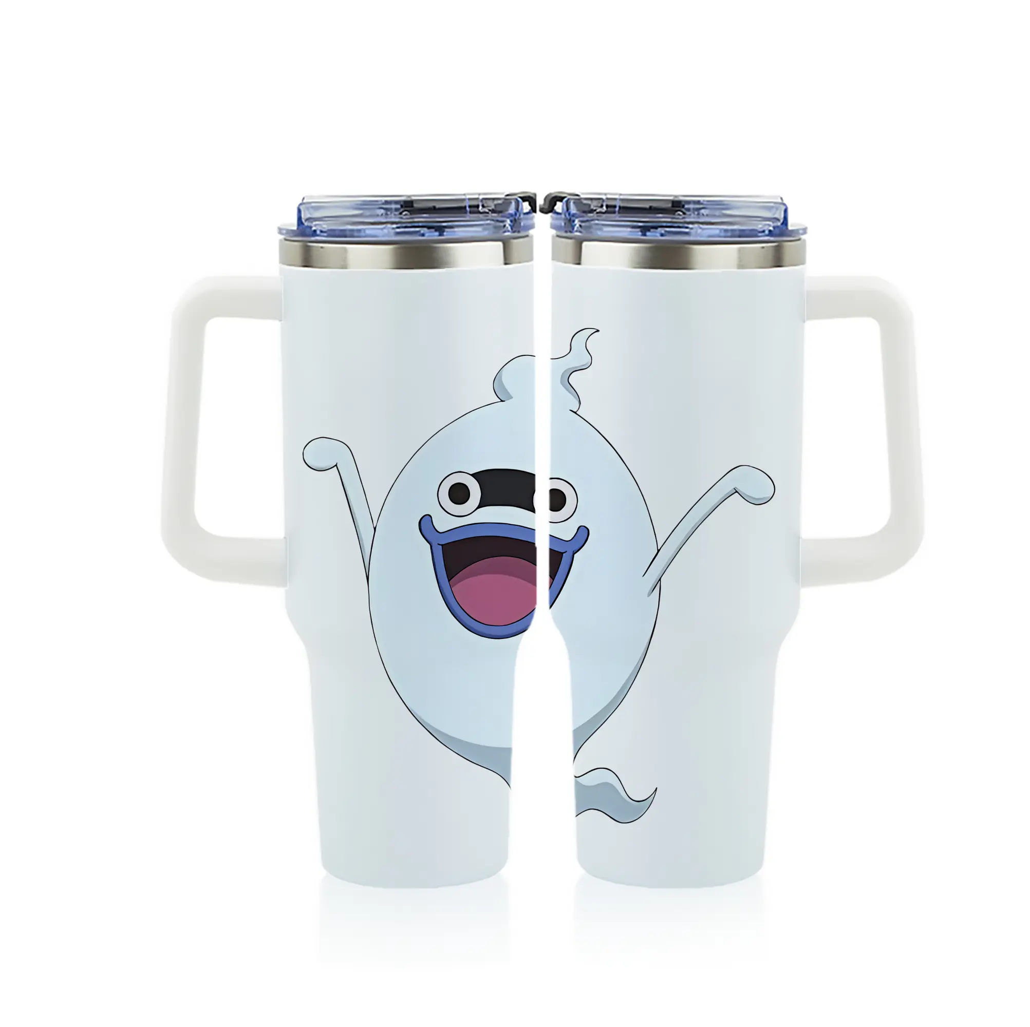 妖怪ウォッチ グッズ,ウィスパー - 1200mL フルプリント車用タンブラー ・ 304ステンレス 内側 ・ 201ステンレス 外側 ・ 保温 保冷 ・ 通勤 ドライブ アウトドア用