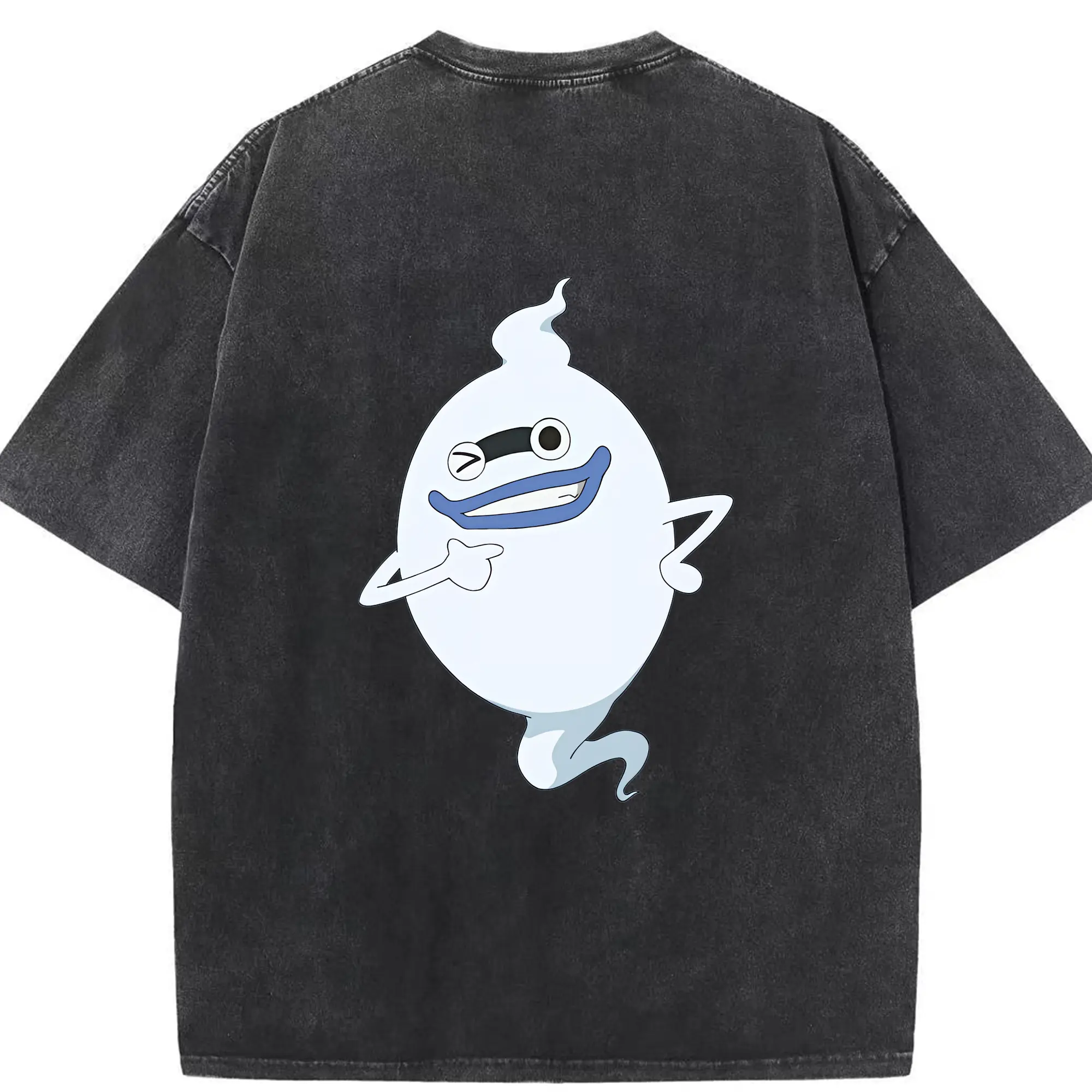 妖怪ウォッチ グッズ,ウィスパー - 綿100％ ヴィンテージ風 半袖Tシャツ ・ 背面プリント ・ 柔らか肌触り ・ 通気性 快適 ・ スポーツ カジュアル 外出用