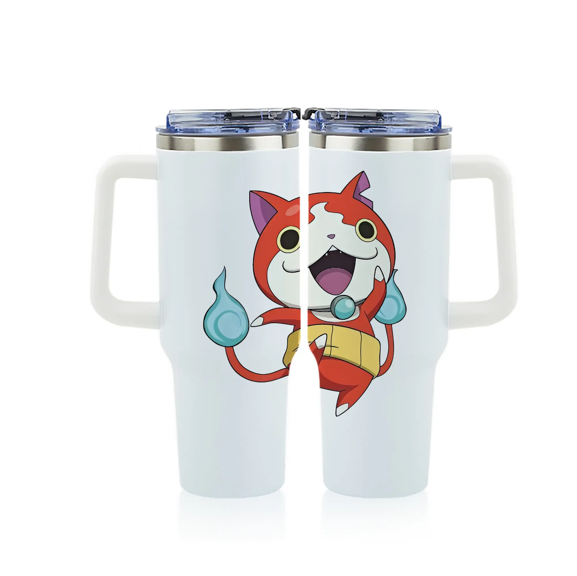 妖怪ウォッチ グッズ,ジバニャン - 1200mL フルプリント車用タンブラー ・ 304ステンレス 内側 ・ 201ステンレス 外側 ・ 保温 保冷 ・ 通勤 ドライブ アウトドア用