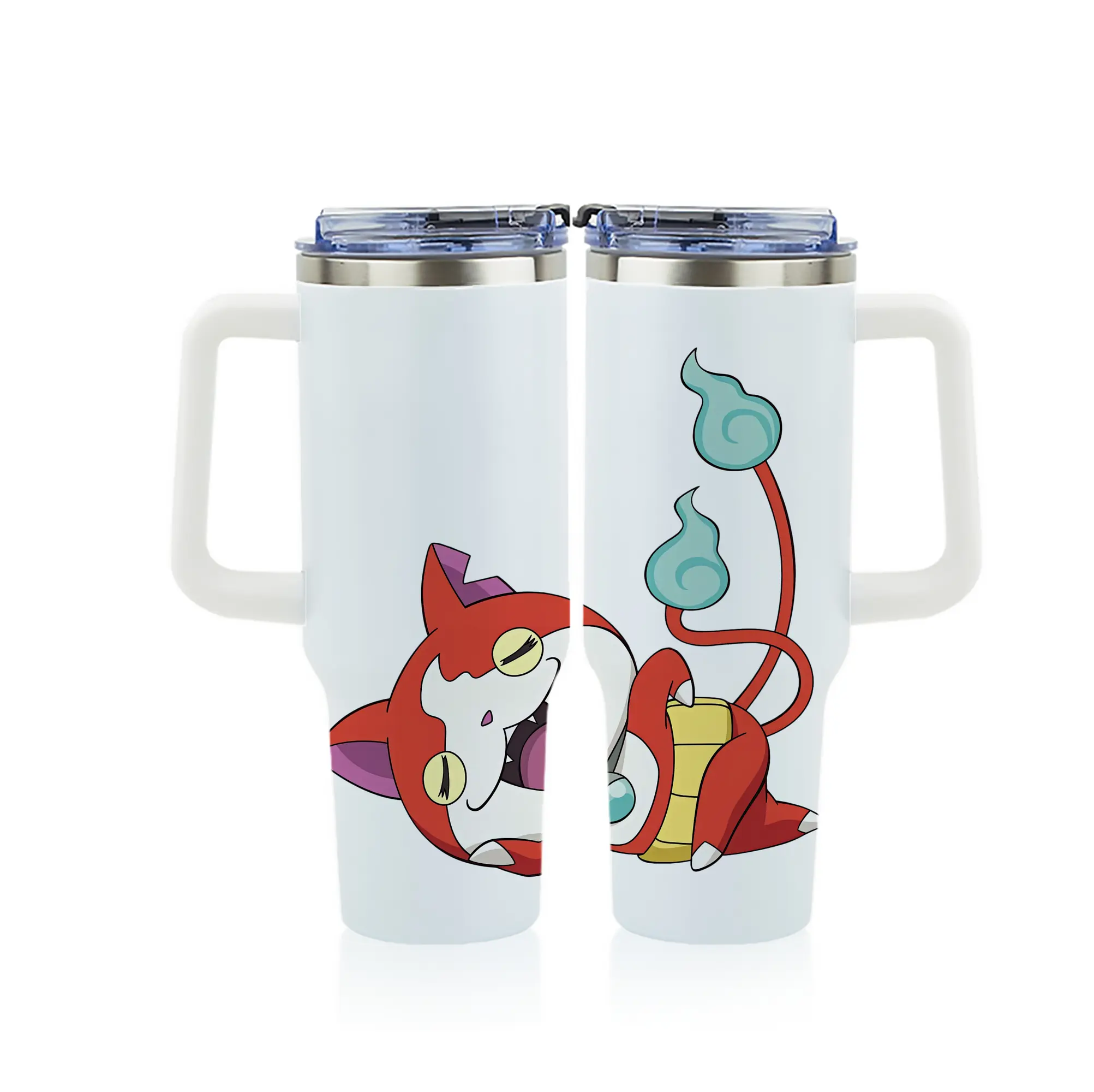 妖怪ウォッチ グッズ,ジバニャン - 1200mL フルプリント車用タンブラー ・ 304ステンレス 内側 ・ 201ステンレス 外側 ・ 保温 保冷 ・ 通勤 ドライブ アウトドア用