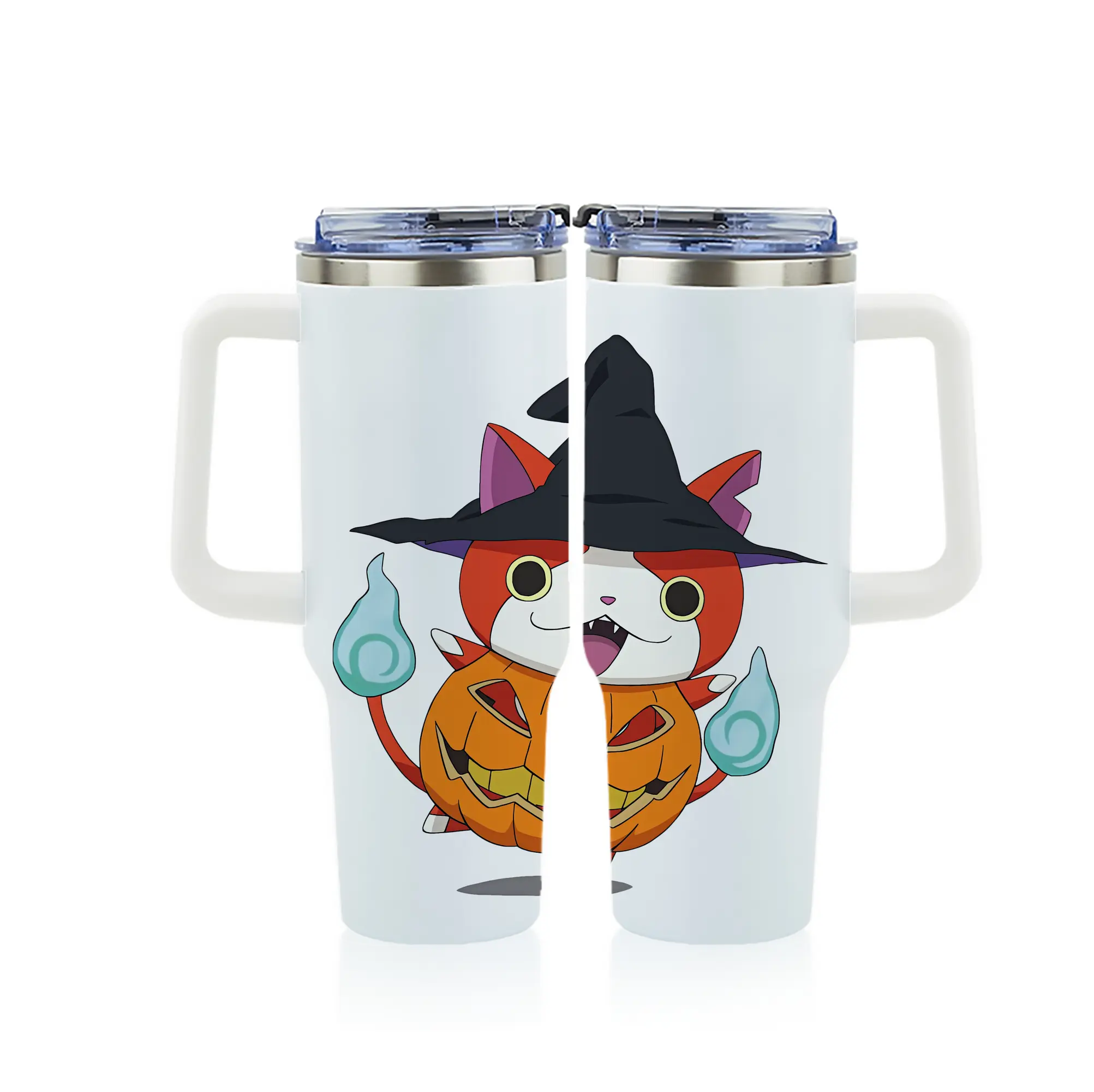 妖怪ウォッチ グッズ,ジバニャン - 1200mL フルプリント車用タンブラー ・ 304ステンレス 内側 ・ 201ステンレス 外側 ・ 保温 保冷 ・ 通勤 ドライブ アウトドア用