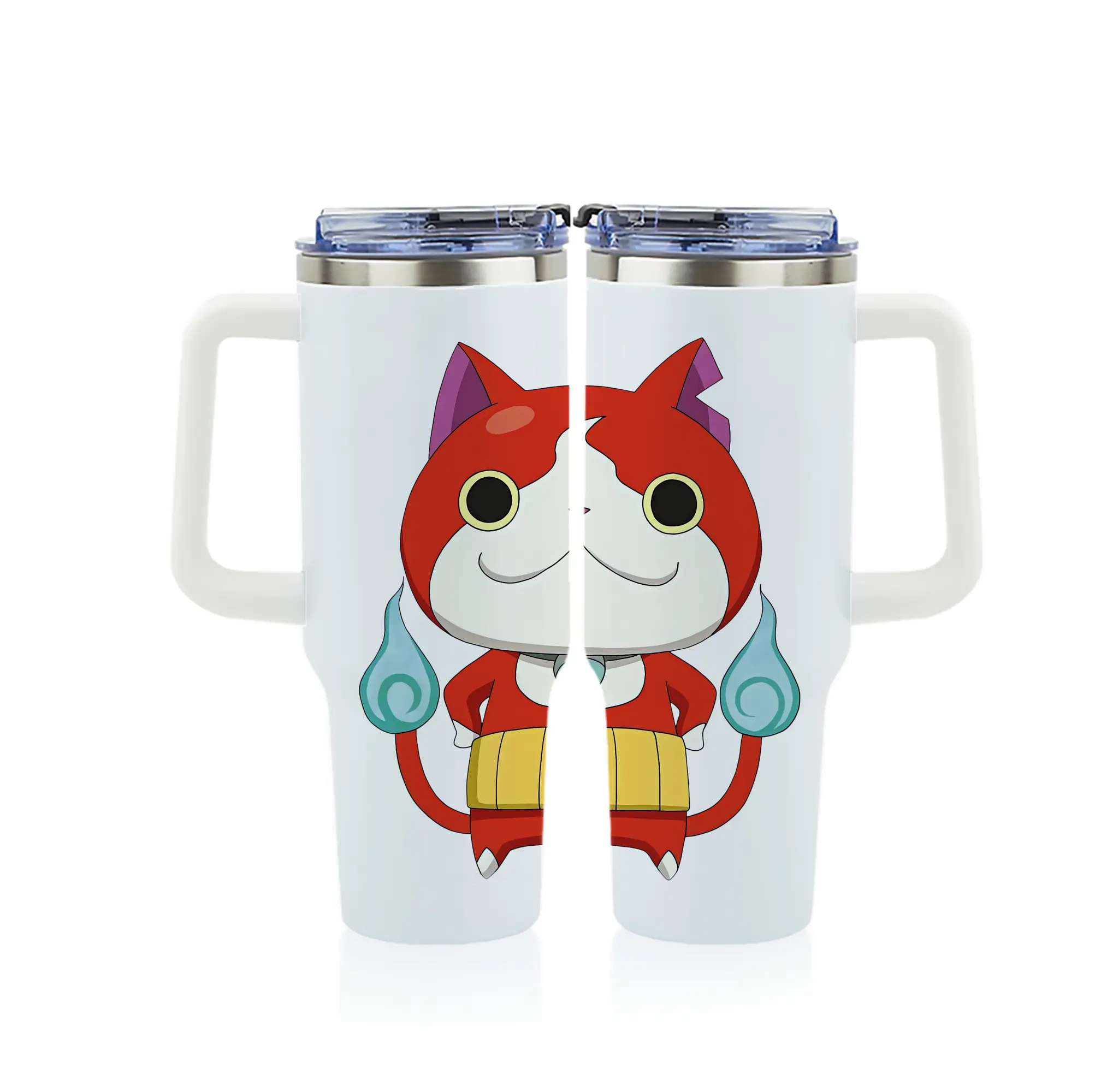 妖怪ウォッチ グッズ,ジバニャン - 1200mL フルプリント車用タンブラー ・ 304ステンレス 内側 ・ 201ステンレス 外側 ・ 保温 保冷 ・ 通勤 ドライブ アウトドア用