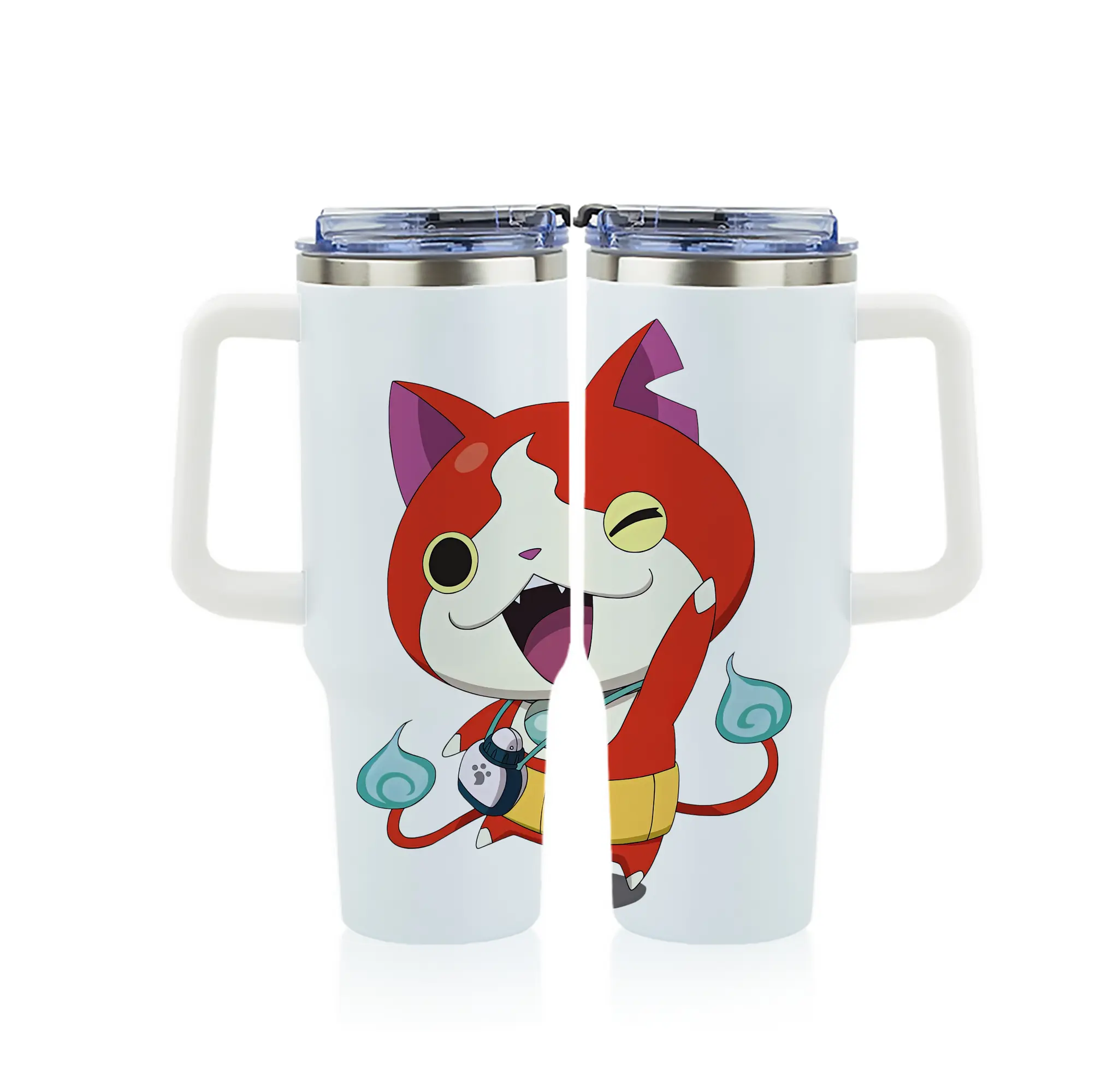 妖怪ウォッチ グッズ,ジバニャン - 1200mL フルプリント車用タンブラー ・ 304ステンレス 内側 ・ 201ステンレス 外側 ・ 保温 保冷 ・ 通勤 ドライブ アウトドア用