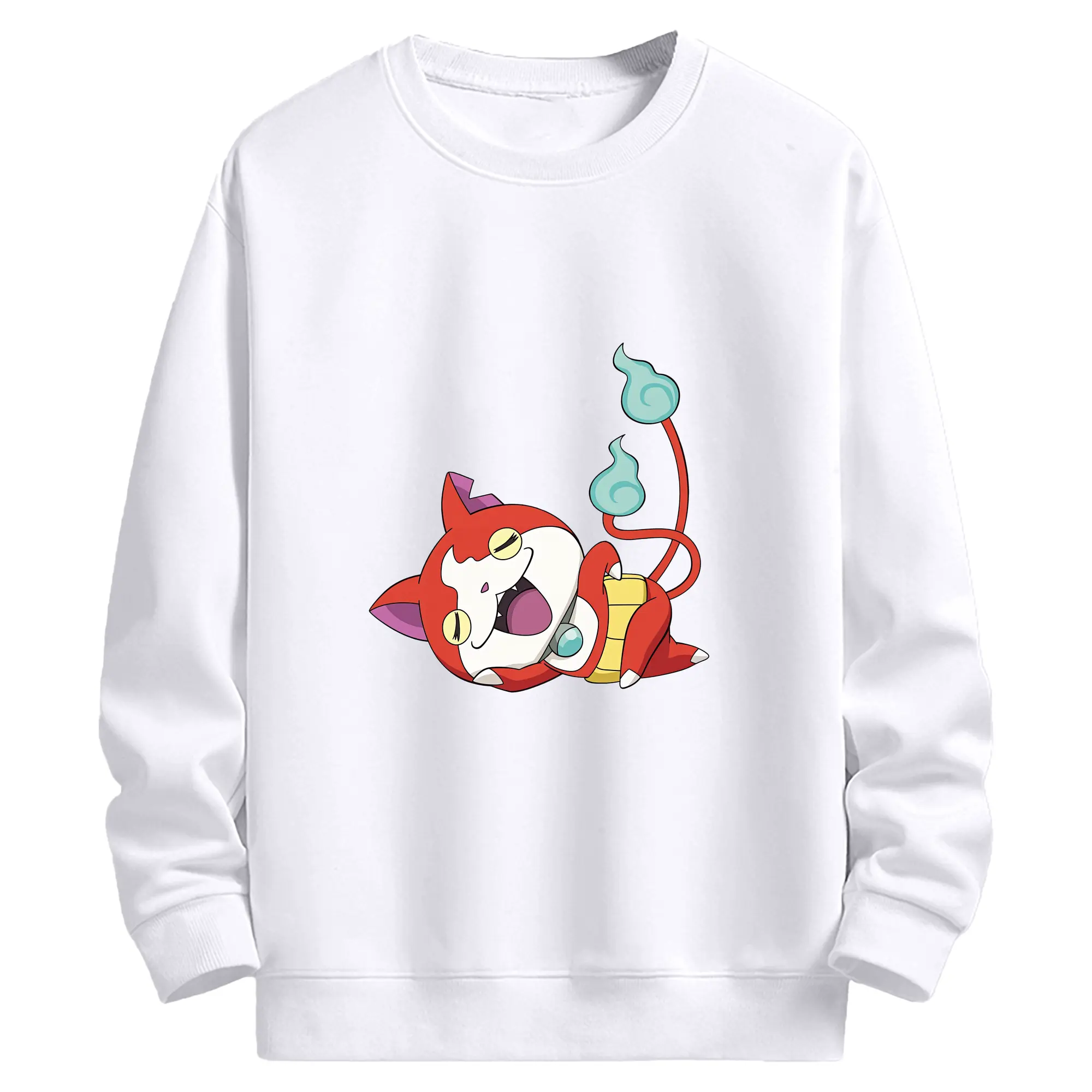 妖怪ウォッチ グッズ,ジバニャン - 高品質 クルーネック スウェット ・ コットン59％ ポリエステル41％ ・ ユニセックス 長袖 トレーナー ・ カジュアル デイリー スポーツ 散歩用