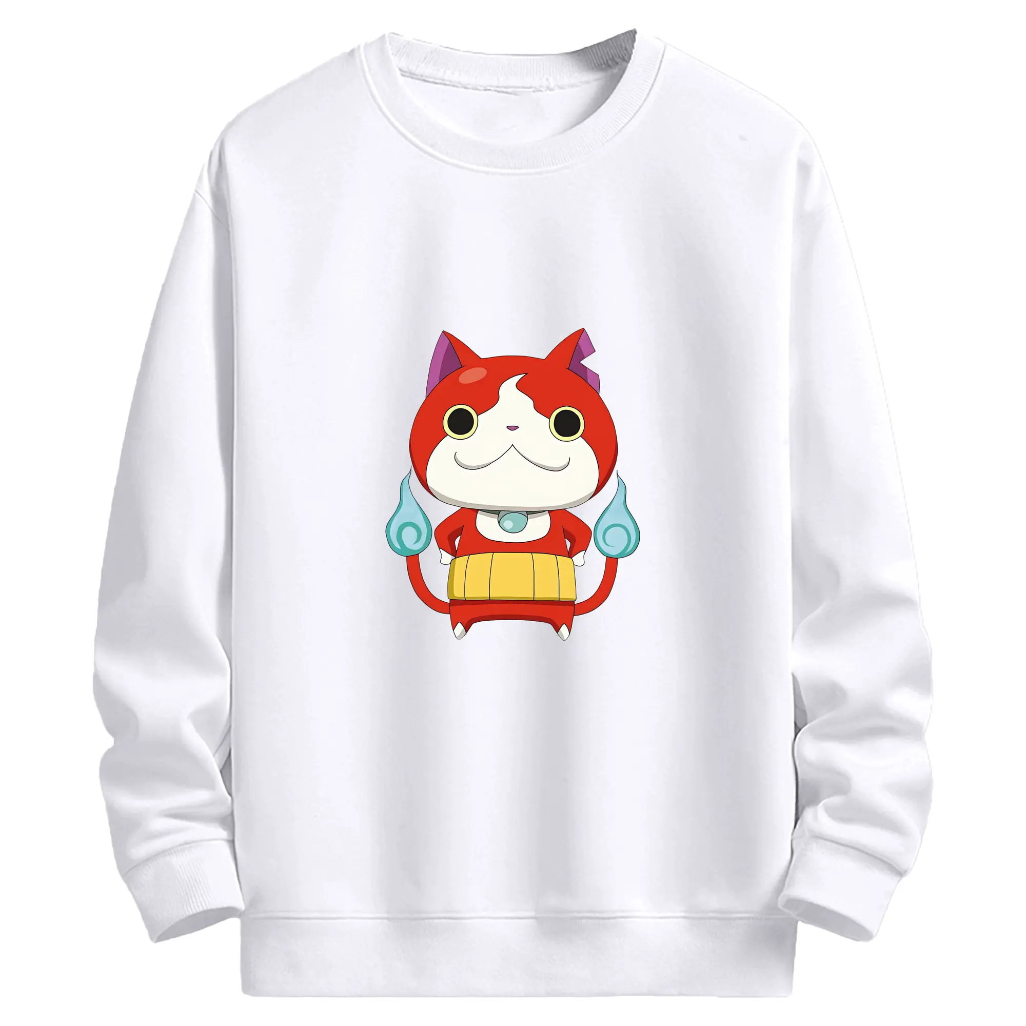 妖怪ウォッチ グッズ,ジバニャン - 高品質 クルーネック スウェット ・ コットン59％ ポリエステル41％ ・ ユニセックス 長袖 トレーナー ・ カジュアル デイリー スポーツ 散歩用