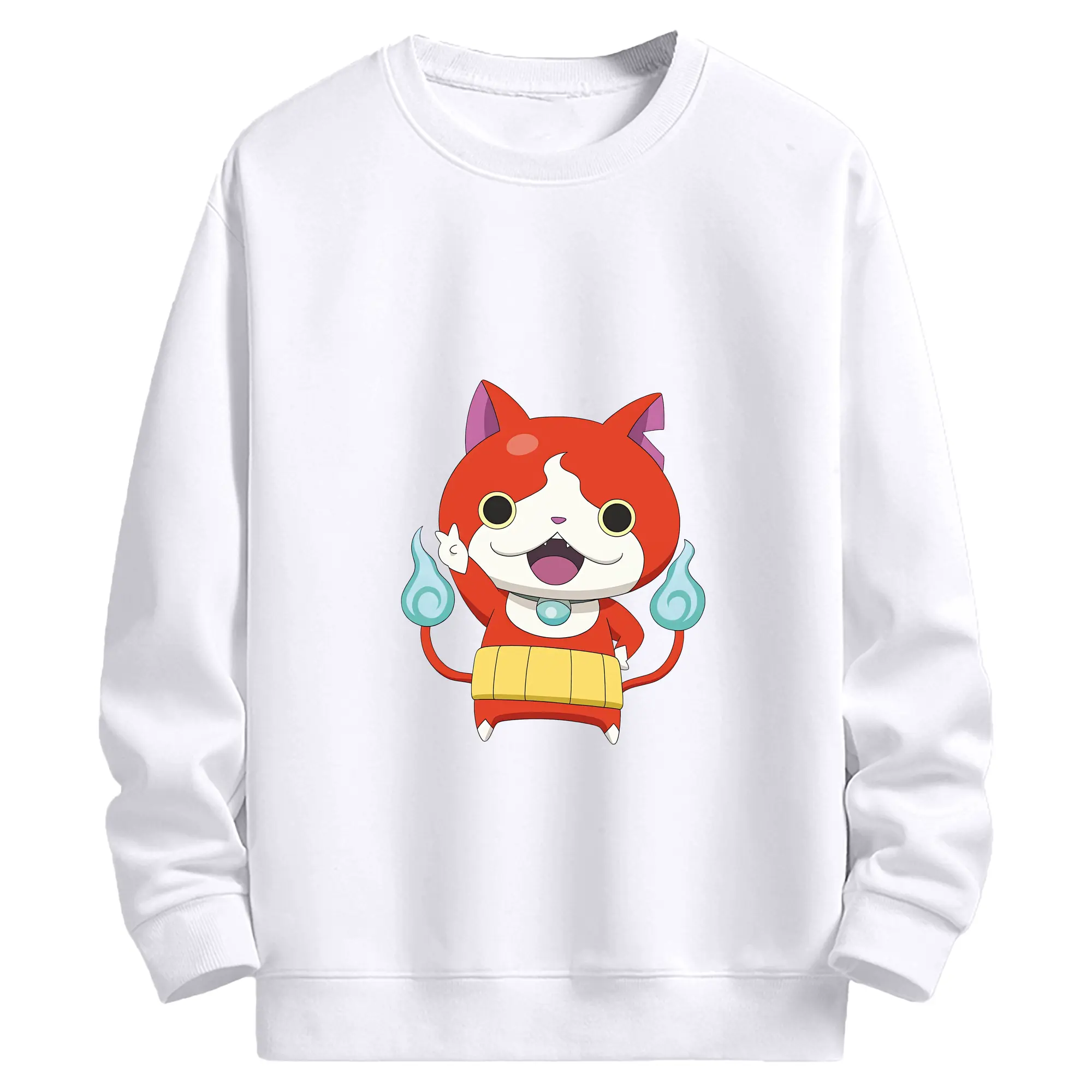 妖怪ウォッチ グッズ,ジバニャン - 高品質 クルーネック スウェット ・ コットン59％ ポリエステル41％ ・ ユニセックス 長袖 トレーナー ・ カジュアル デイリー スポーツ 散歩用