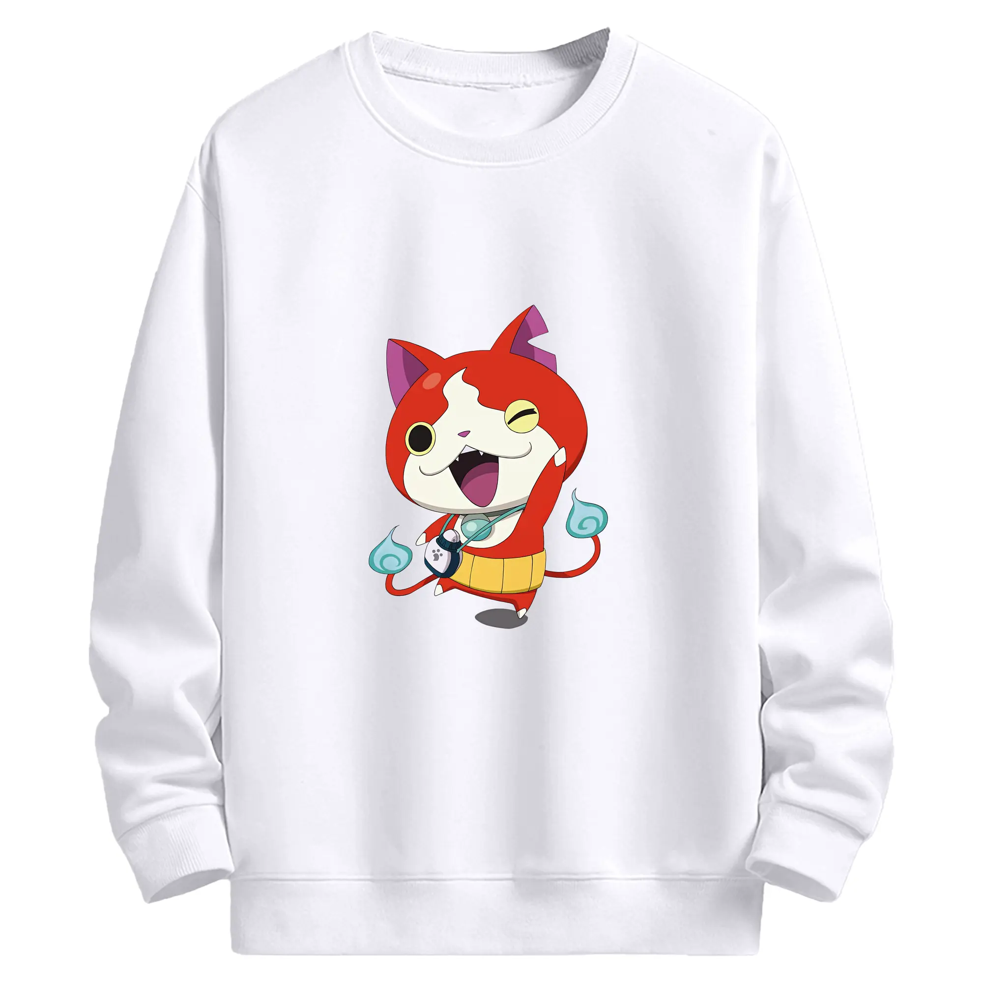 妖怪ウォッチ グッズ,ジバニャン - 高品質 クルーネック スウェット ・ コットン59％ ポリエステル41％ ・ ユニセックス 長袖 トレーナー ・ カジュアル デイリー スポーツ 散歩用