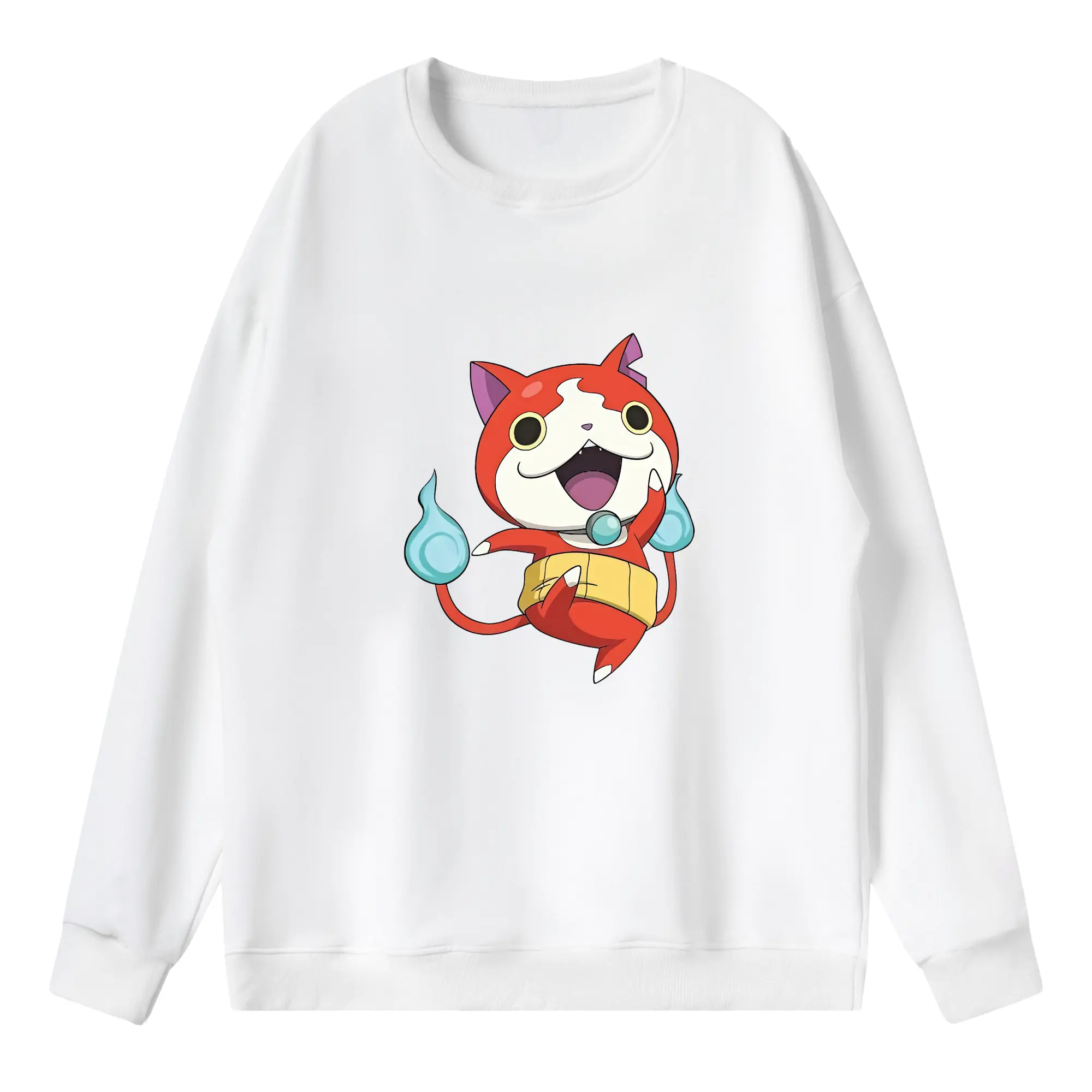 妖怪ウォッチ グッズ,ジバニャン - 薄手 クルーネック スウェット 裏毛260g · ポリエステル 春秋向け カジュアル 男女兼用 · トレーナー デイリー スポーツ 散歩に最適