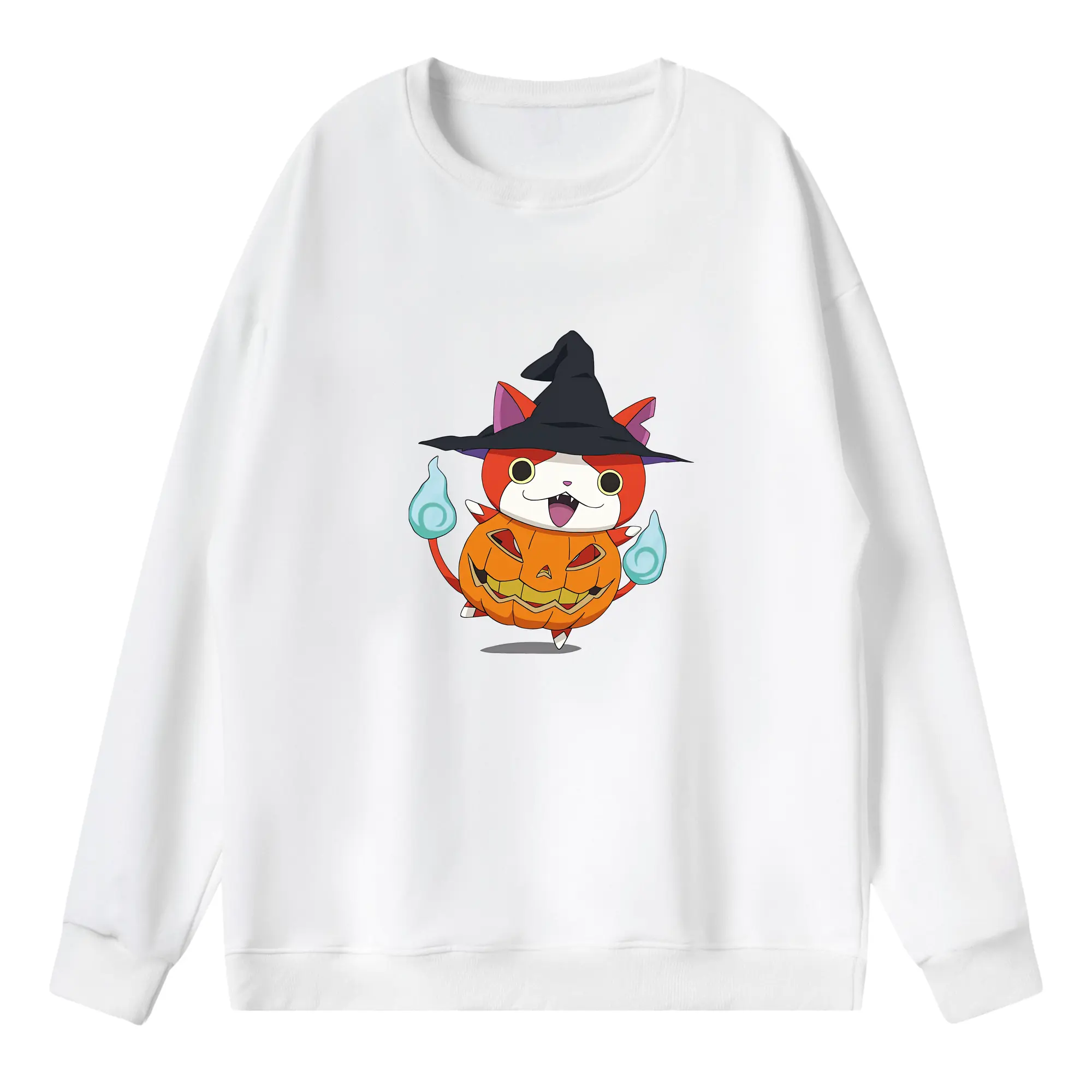 妖怪ウォッチ グッズ,ジバニャン - 薄手 クルーネック スウェット 裏毛260g · ポリエステル 春秋向け カジュアル 男女兼用 · トレーナー デイリー スポーツ 散歩に最適