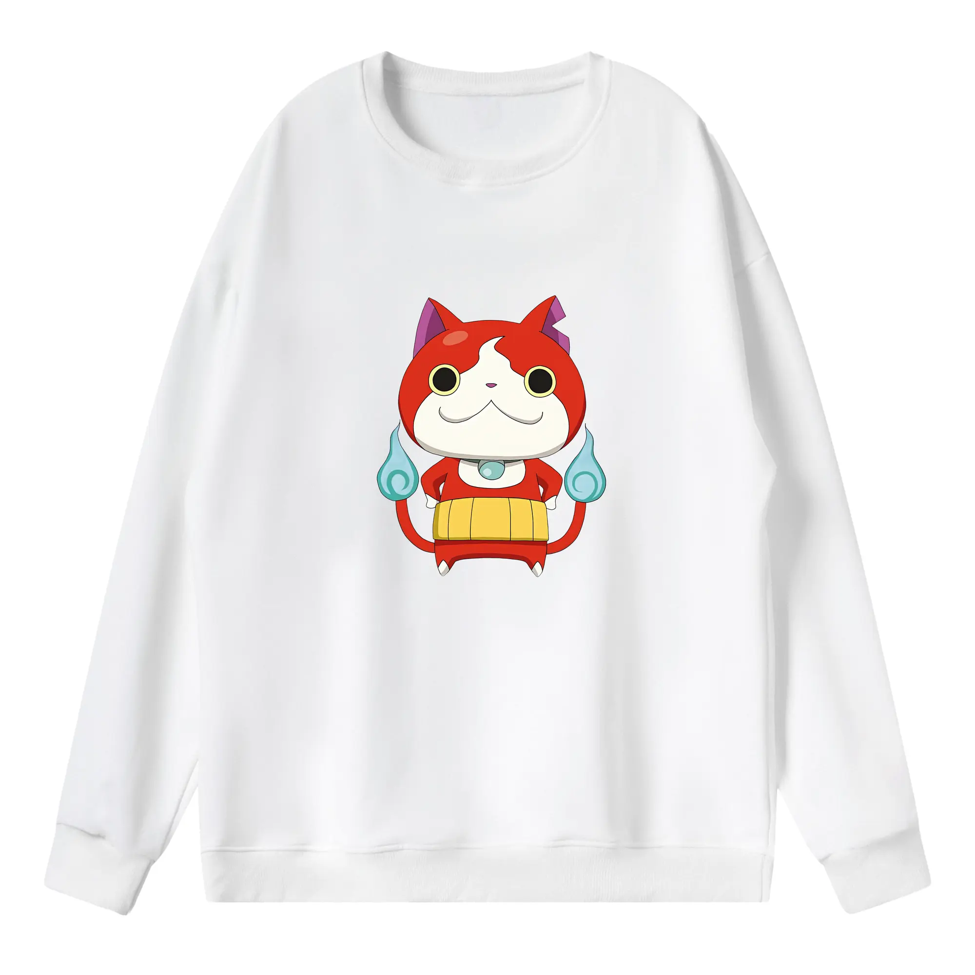 妖怪ウォッチ グッズ,ジバニャン - 薄手 クルーネック スウェット 裏毛260g · ポリエステル 春秋向け カジュアル 男女兼用 · トレーナー デイリー スポーツ 散歩に最適