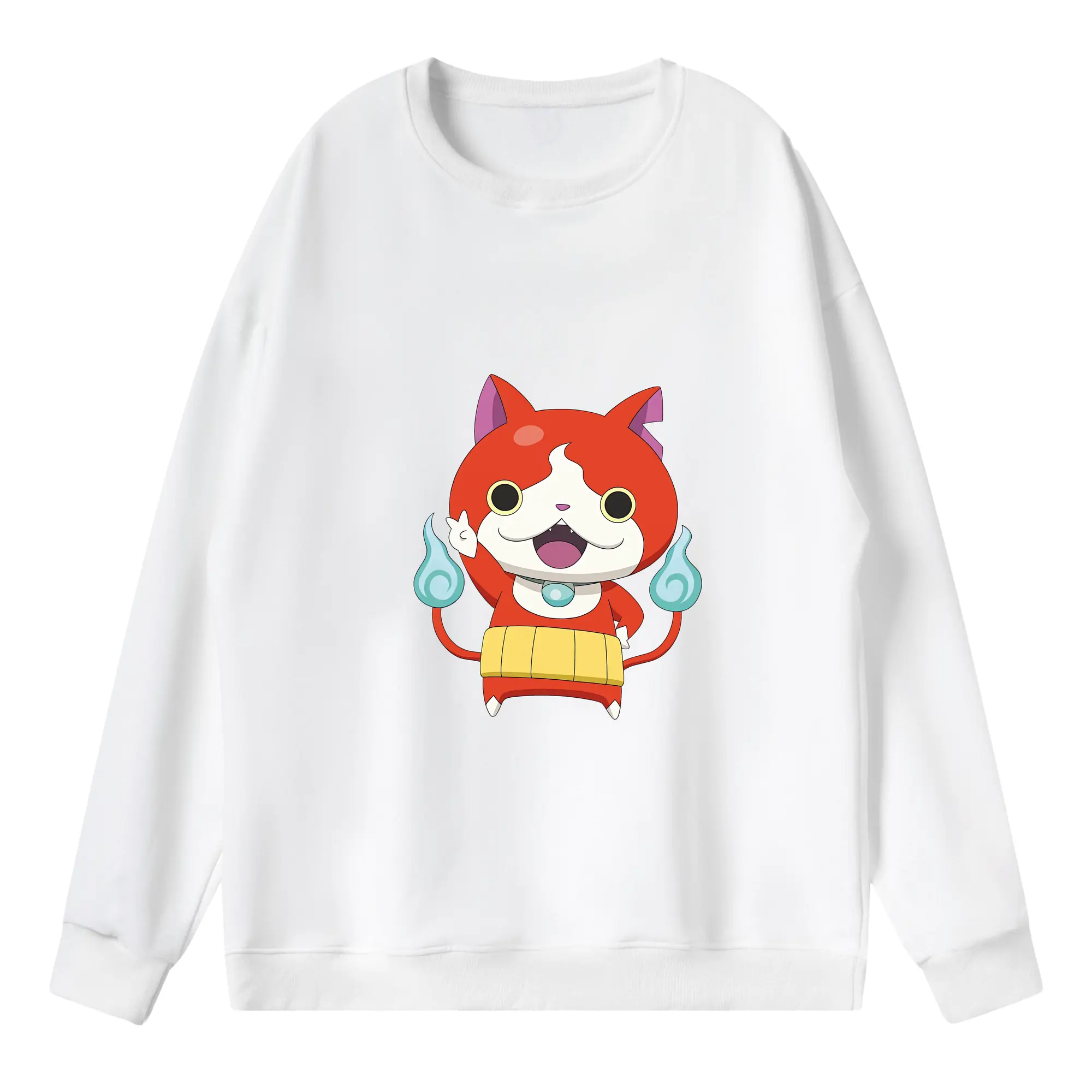 妖怪ウォッチ グッズ,ジバニャン - 薄手 クルーネック スウェット 裏毛260g · ポリエステル 春秋向け カジュアル 男女兼用 · トレーナー デイリー スポーツ 散歩に最適