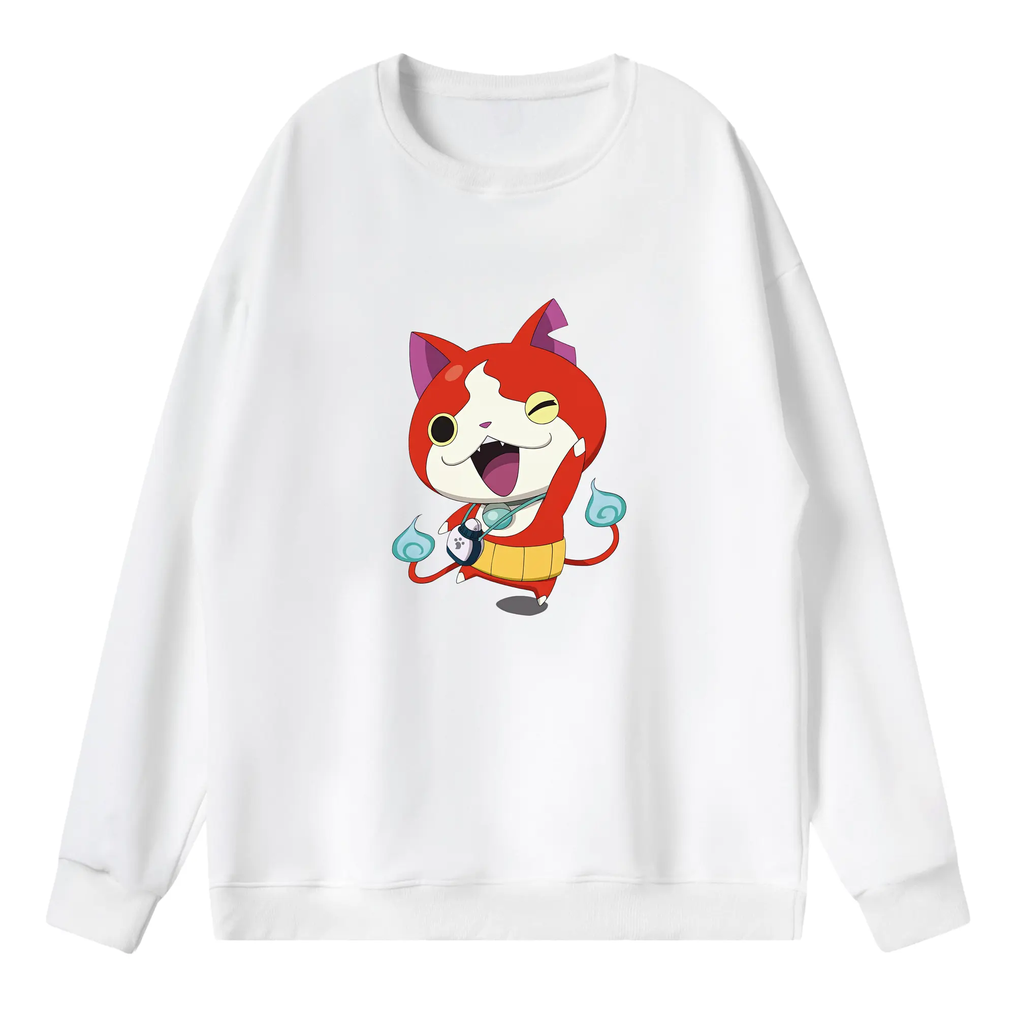 妖怪ウォッチ グッズ,ジバニャン - 薄手 クルーネック スウェット 裏毛260g · ポリエステル 春秋向け カジュアル 男女兼用 · トレーナー デイリー スポーツ 散歩に最適