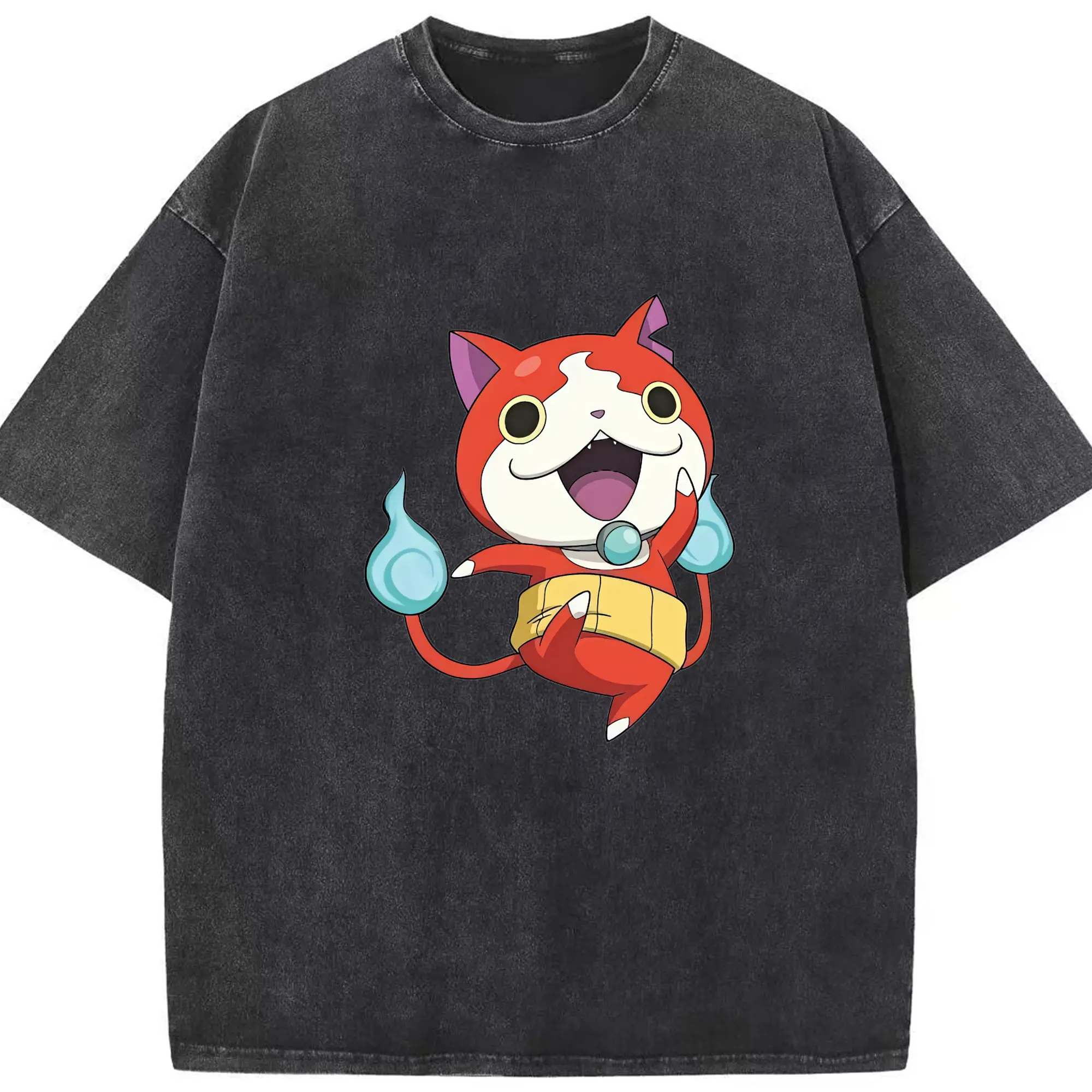 妖怪ウォッチ グッズ,ジバニャン - 綿100％ ヴィンテージ風 半袖Tシャツ ・ フロントプリント ・ 柔らか肌触り ・ 通気性 快適 ・ スポーツ カジュアル 外出用