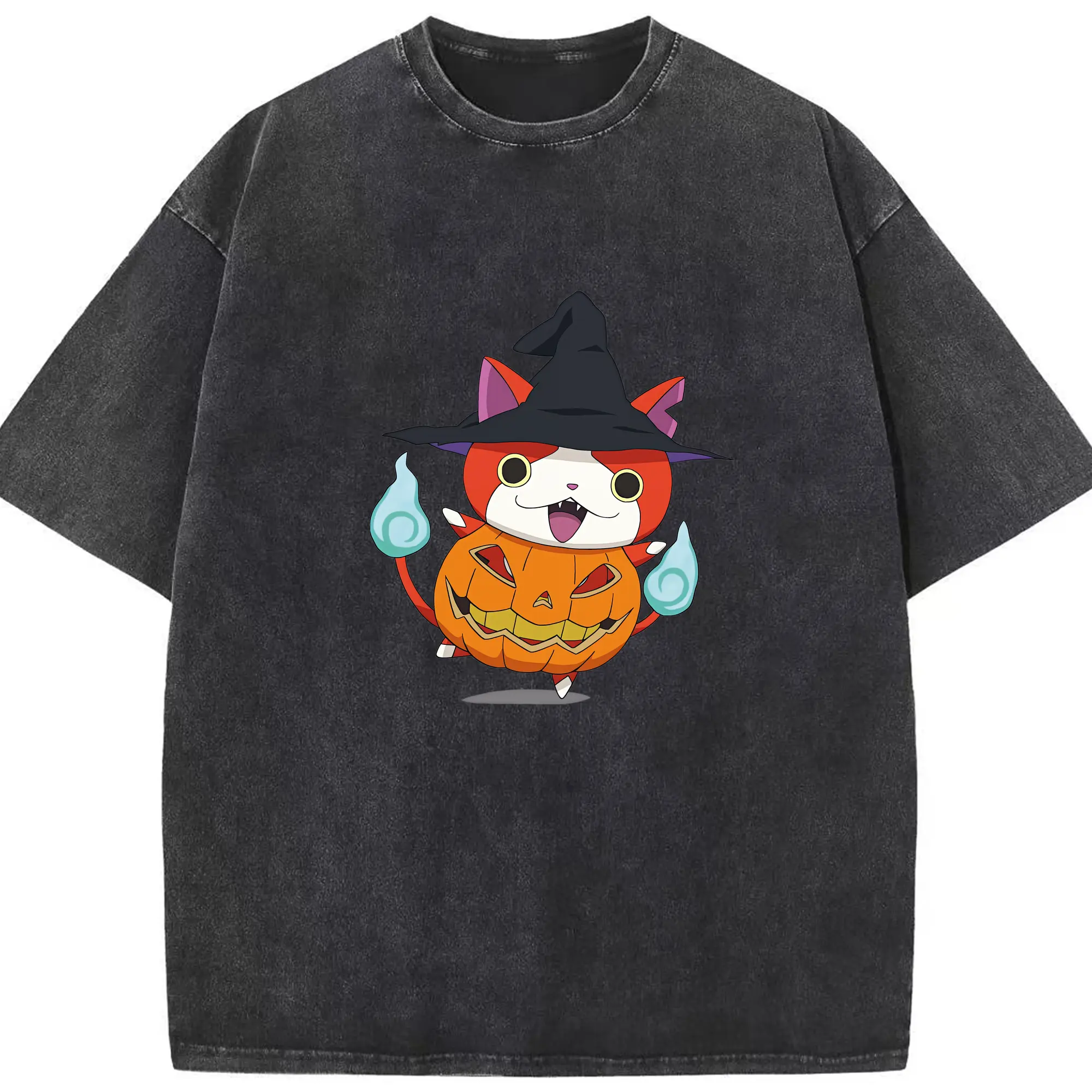 妖怪ウォッチ グッズ,ジバニャン - 綿100％ ヴィンテージ風 半袖Tシャツ ・ フロントプリント ・ 柔らか肌触り ・ 通気性 快適 ・ スポーツ カジュアル 外出用