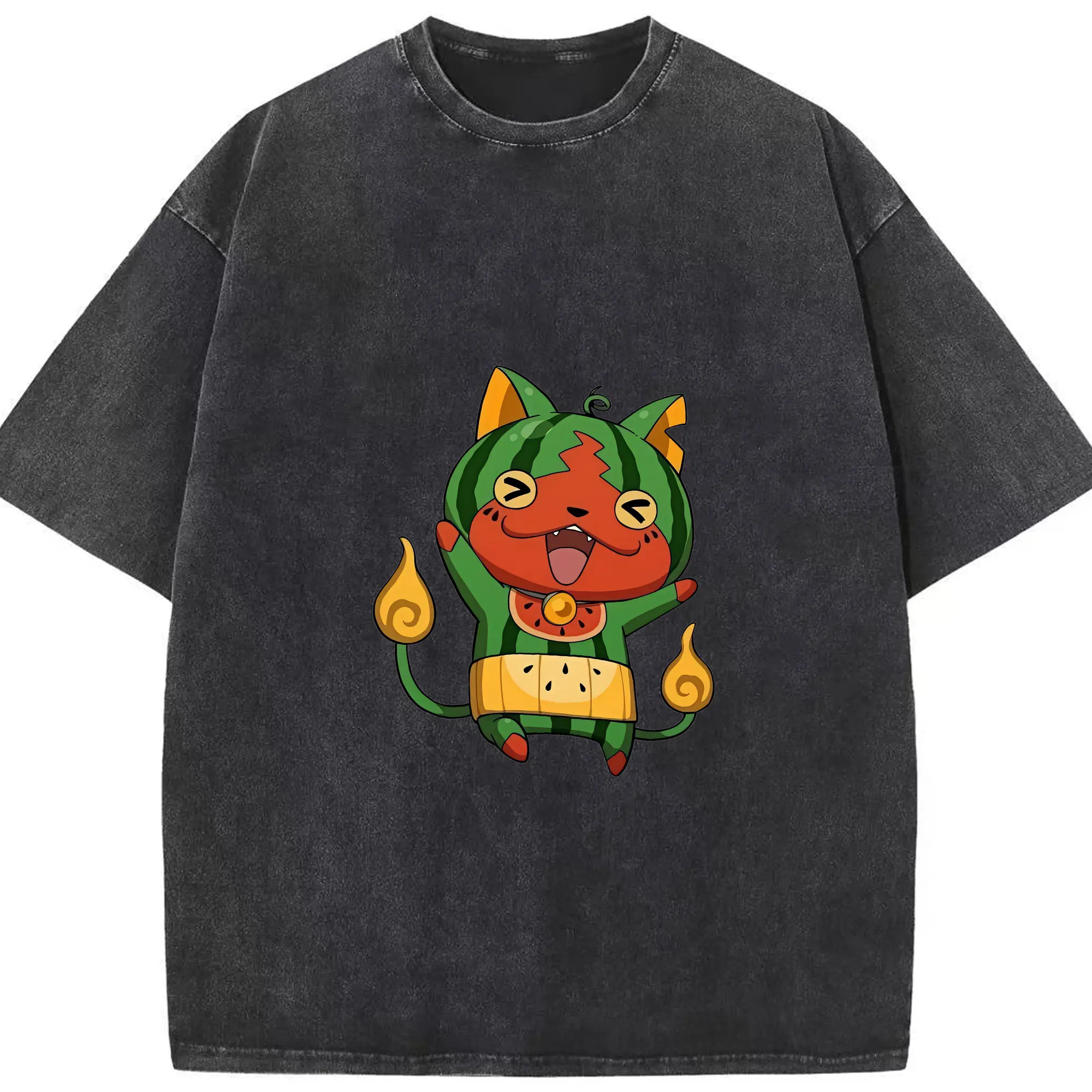 妖怪ウォッチ グッズ,ジバニャン - 綿100％ ヴィンテージ風 半袖Tシャツ ・ フロントプリント ・ 柔らか肌触り ・ 通気性 快適 ・ スポーツ カジュアル 外出用