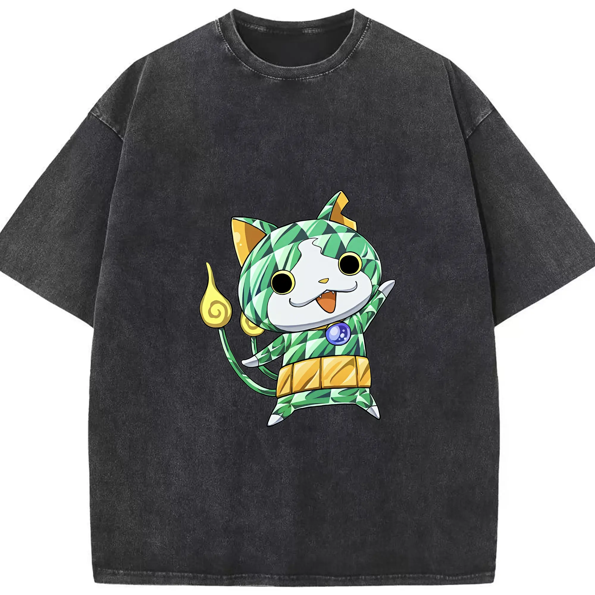 妖怪ウォッチ グッズ,ジバニャン - 綿100％ ヴィンテージ風 半袖Tシャツ ・ フロントプリント ・ 柔らか肌触り ・ 通気性 快適 ・ スポーツ カジュアル 外出用