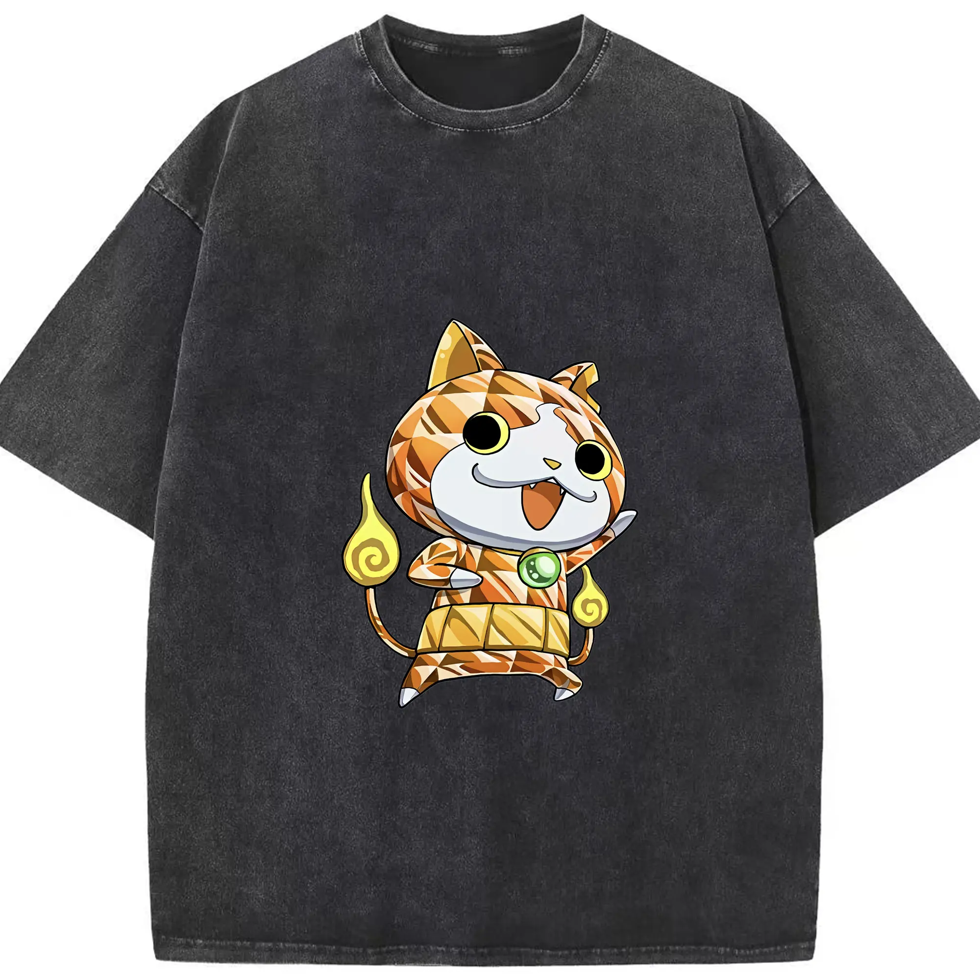 妖怪ウォッチ グッズ,ジバニャン - 綿100％ ヴィンテージ風 半袖Tシャツ ・ フロントプリント ・ 柔らか肌触り ・ 通気性 快適 ・ スポーツ カジュアル 外出用