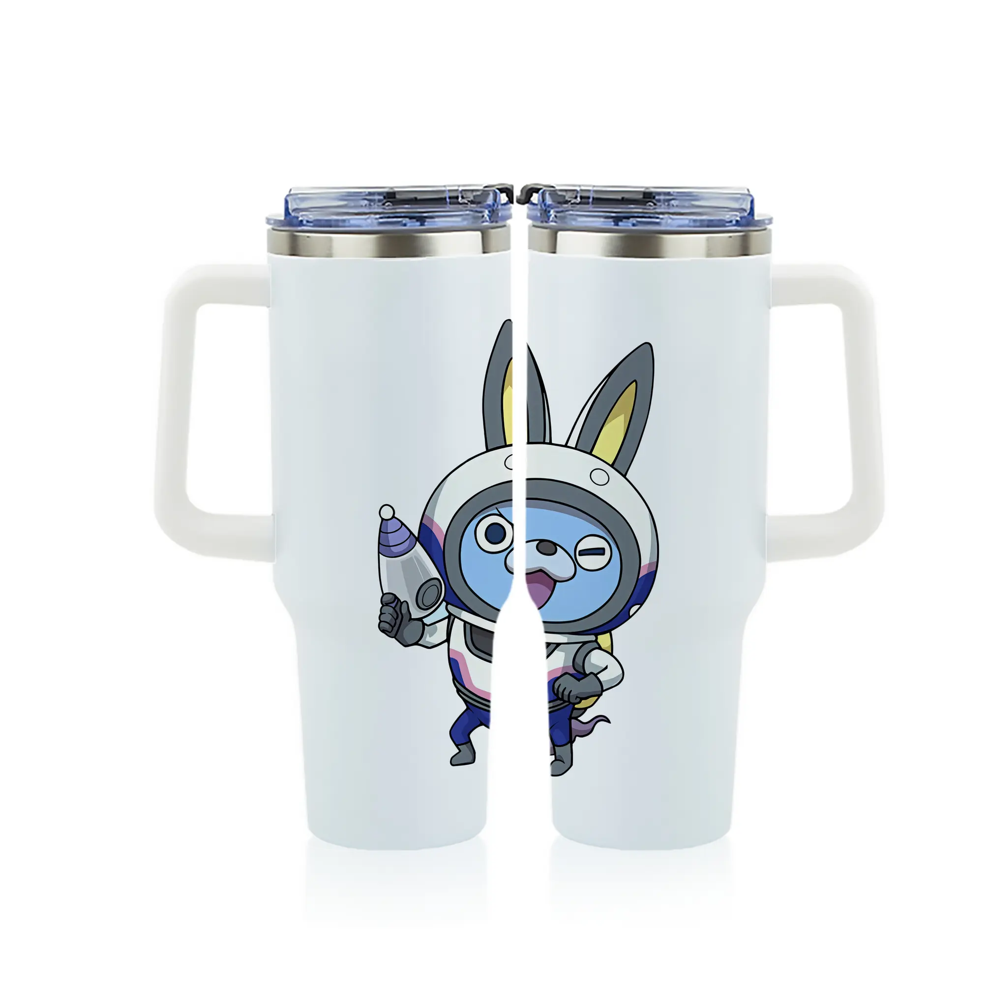 妖怪ウォッチ グッズ,USAピョン - 1200mL フルプリント車用タンブラー ・ 304ステンレス 内側 ・ 201ステンレス 外側 ・ 保温 保冷 ・ 通勤 ドライブ アウトドア用