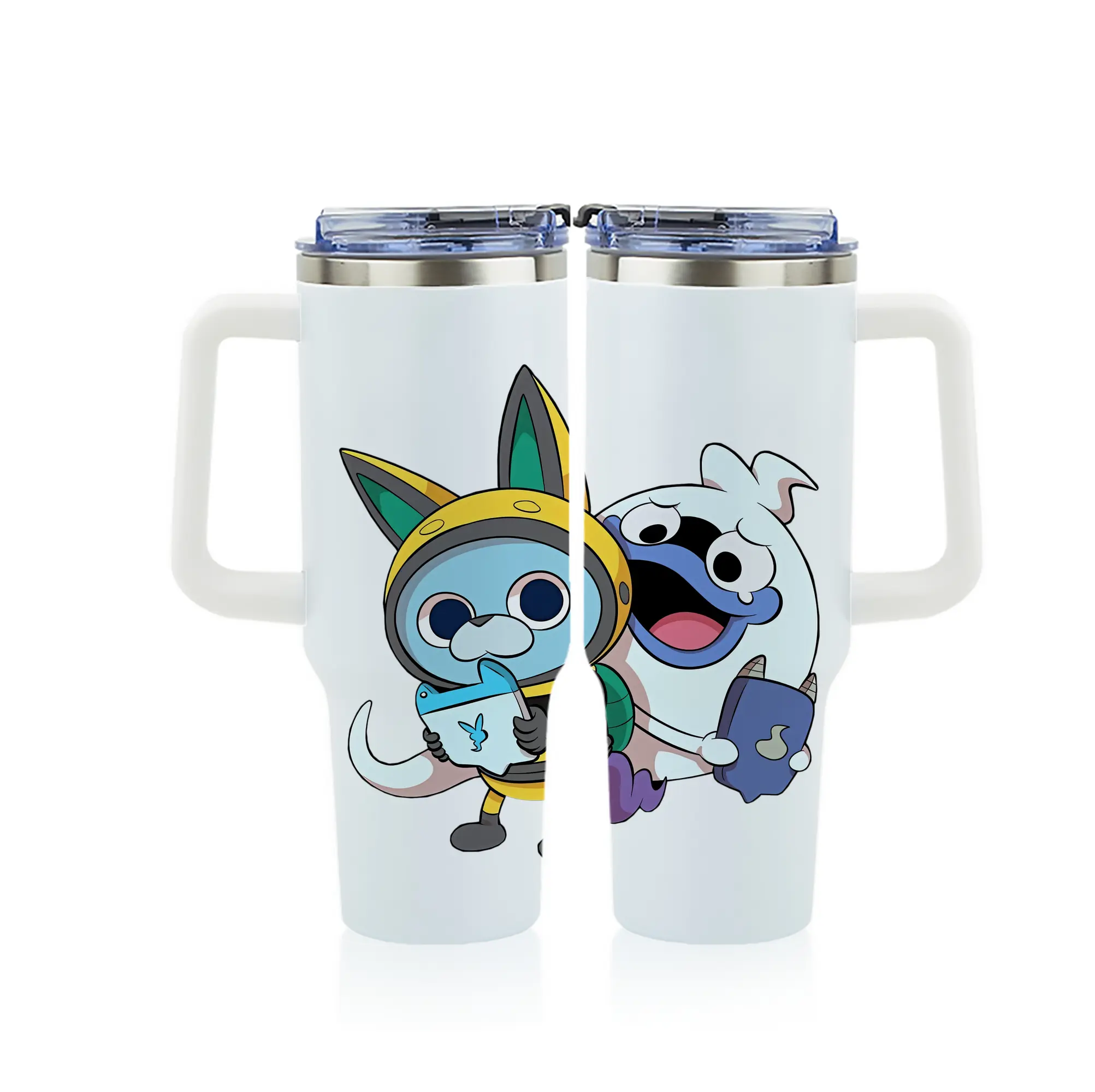 妖怪ウォッチ グッズ,USAピョン - 1200mL フルプリント車用タンブラー ・ 304ステンレス 内側 ・ 201ステンレス 外側 ・ 保温 保冷 ・ 通勤 ドライブ アウトドア用