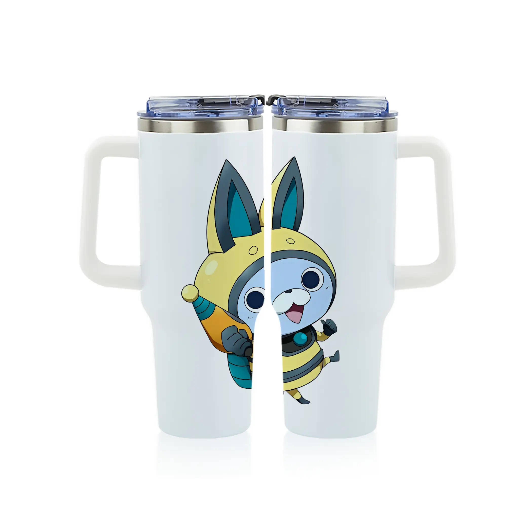 妖怪ウォッチ グッズ,USAピョン - 1200mL フルプリント車用タンブラー ・ 304ステンレス 内側 ・ 201ステンレス 外側 ・ 保温 保冷 ・ 通勤 ドライブ アウトドア用