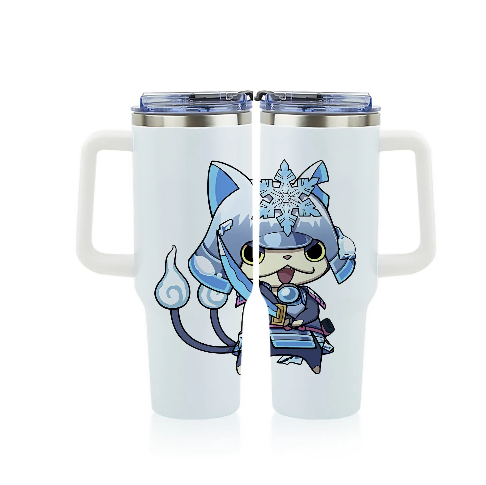 妖怪ウォッチ グッズ,ブシニャン - 1200mL フルプリント車用タンブラー ・ 304ステンレス 内側 ・ 201ステンレス 外側 ・ 保温 保冷 ・ 通勤 ドライブ アウトドア用