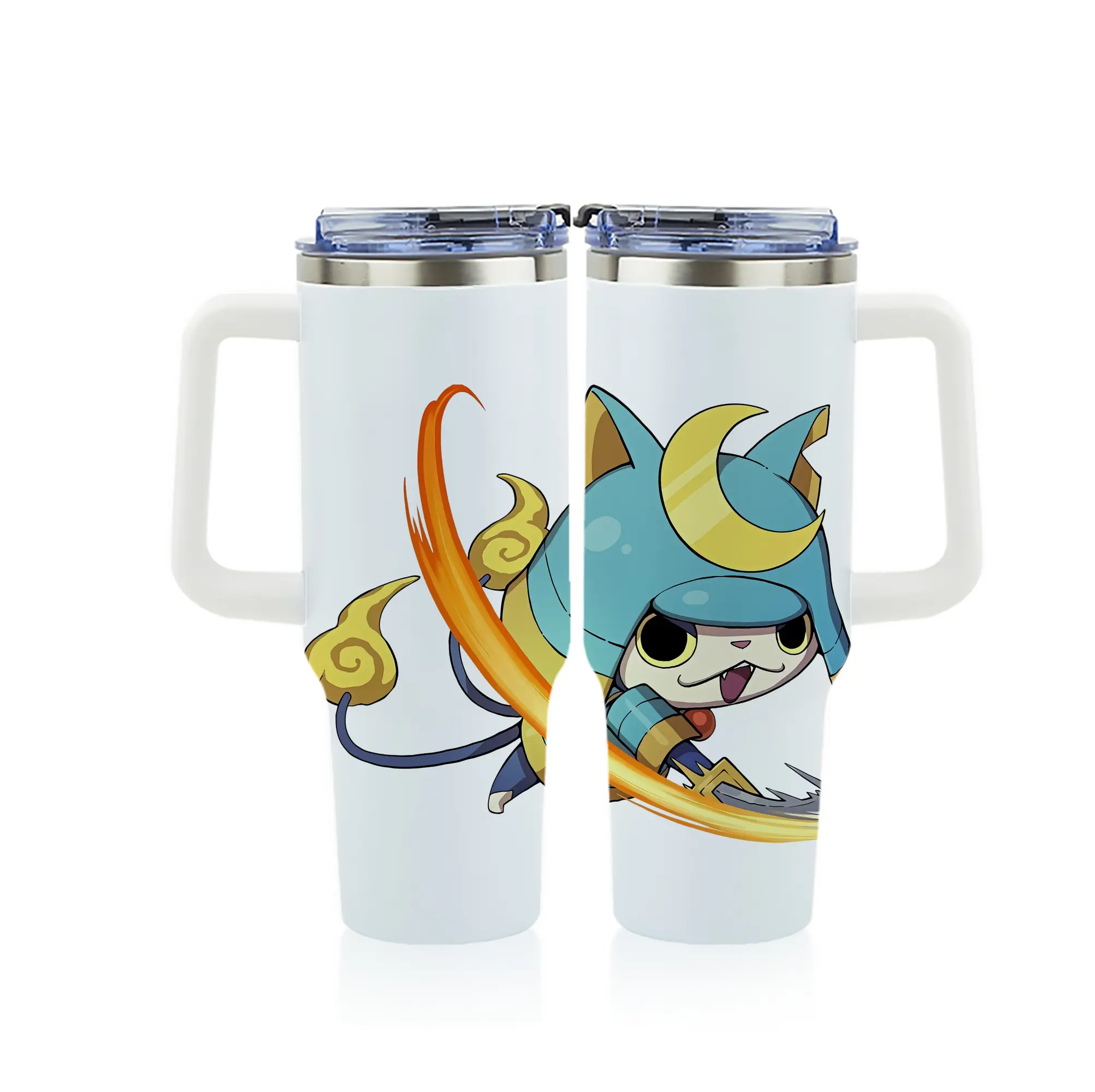 妖怪ウォッチ グッズ,ブシニャン - 1200mL フルプリント車用タンブラー ・ 304ステンレス 内側 ・ 201ステンレス 外側 ・ 保温 保冷 ・ 通勤 ドライブ アウトドア用