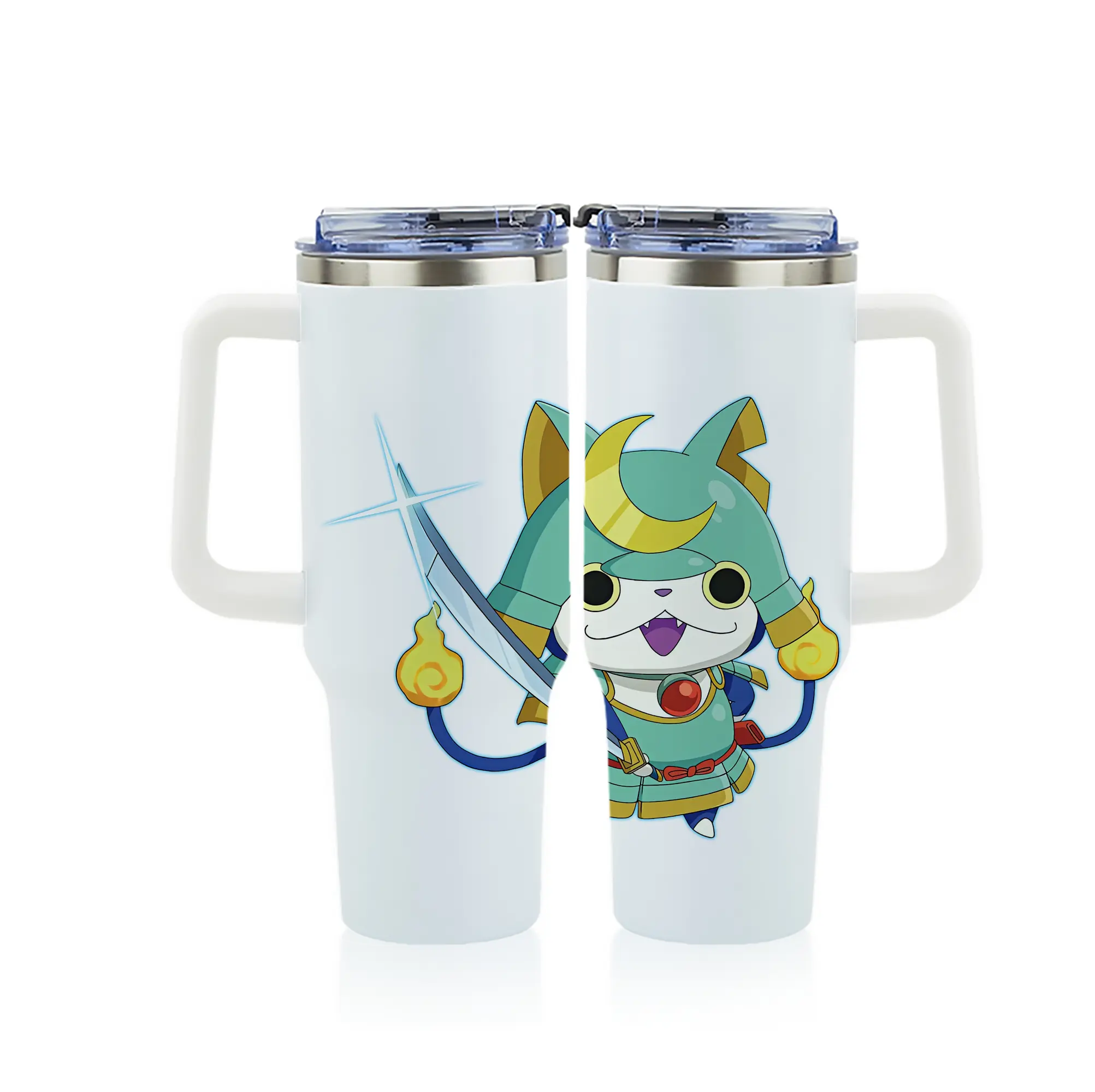 妖怪ウォッチ グッズ,ブシニャン - 1200mL フルプリント車用タンブラー ・ 304ステンレス 内側 ・ 201ステンレス 外側 ・ 保温 保冷 ・ 通勤 ドライブ アウトドア用