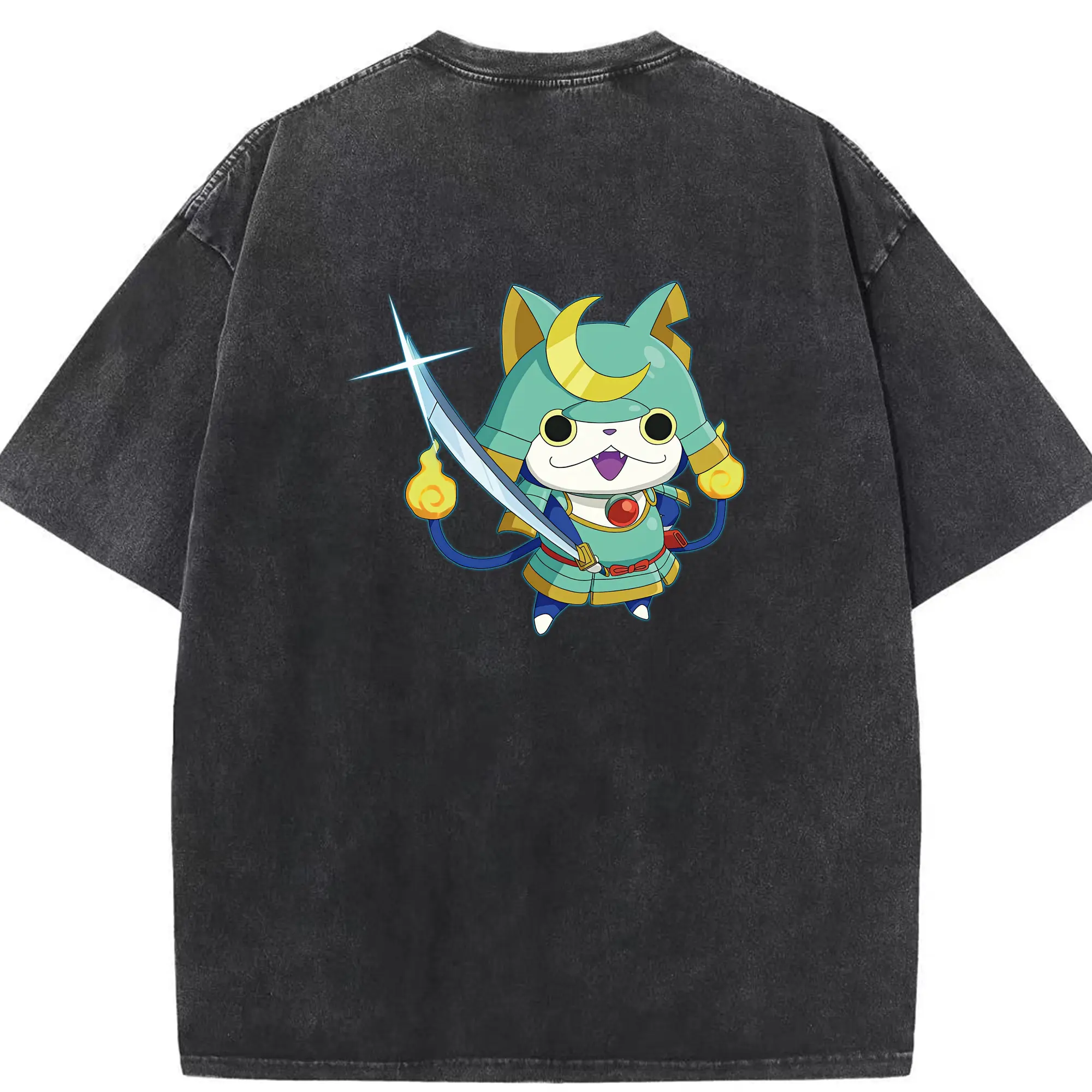 妖怪ウォッチ グッズ,ブシニャン - 綿100％ ヴィンテージ風 半袖Tシャツ ・ 背面プリント ・ 柔らか肌触り ・ 通気性 快適 ・ スポーツ カジュアル 外出用