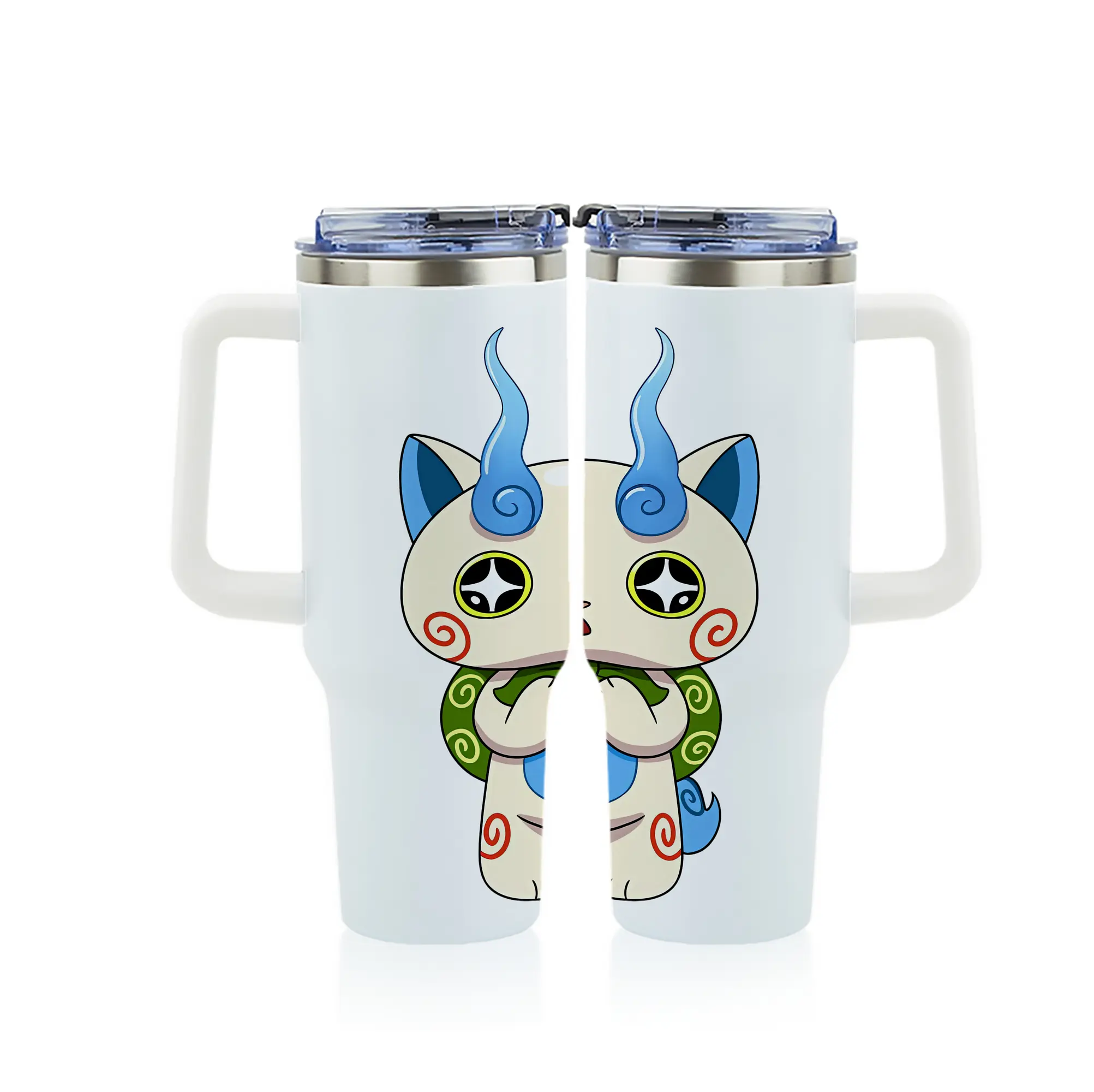 妖怪ウォッチ グッズ,コマさん - 1200mL フルプリント車用タンブラー ・ 304ステンレス 内側 ・ 201ステンレス 外側 ・ 保温 保冷 ・ 通勤 ドライブ アウトドア用