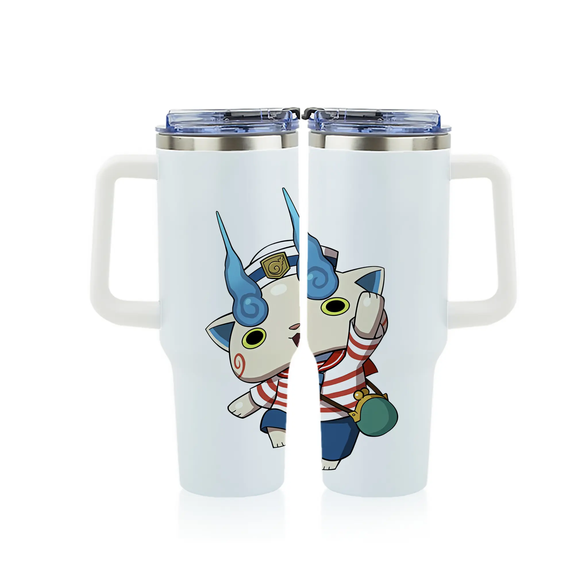 妖怪ウォッチ グッズ,コマさん - 1200mL フルプリント車用タンブラー ・ 304ステンレス 内側 ・ 201ステンレス 外側 ・ 保温 保冷 ・ 通勤 ドライブ アウトドア用