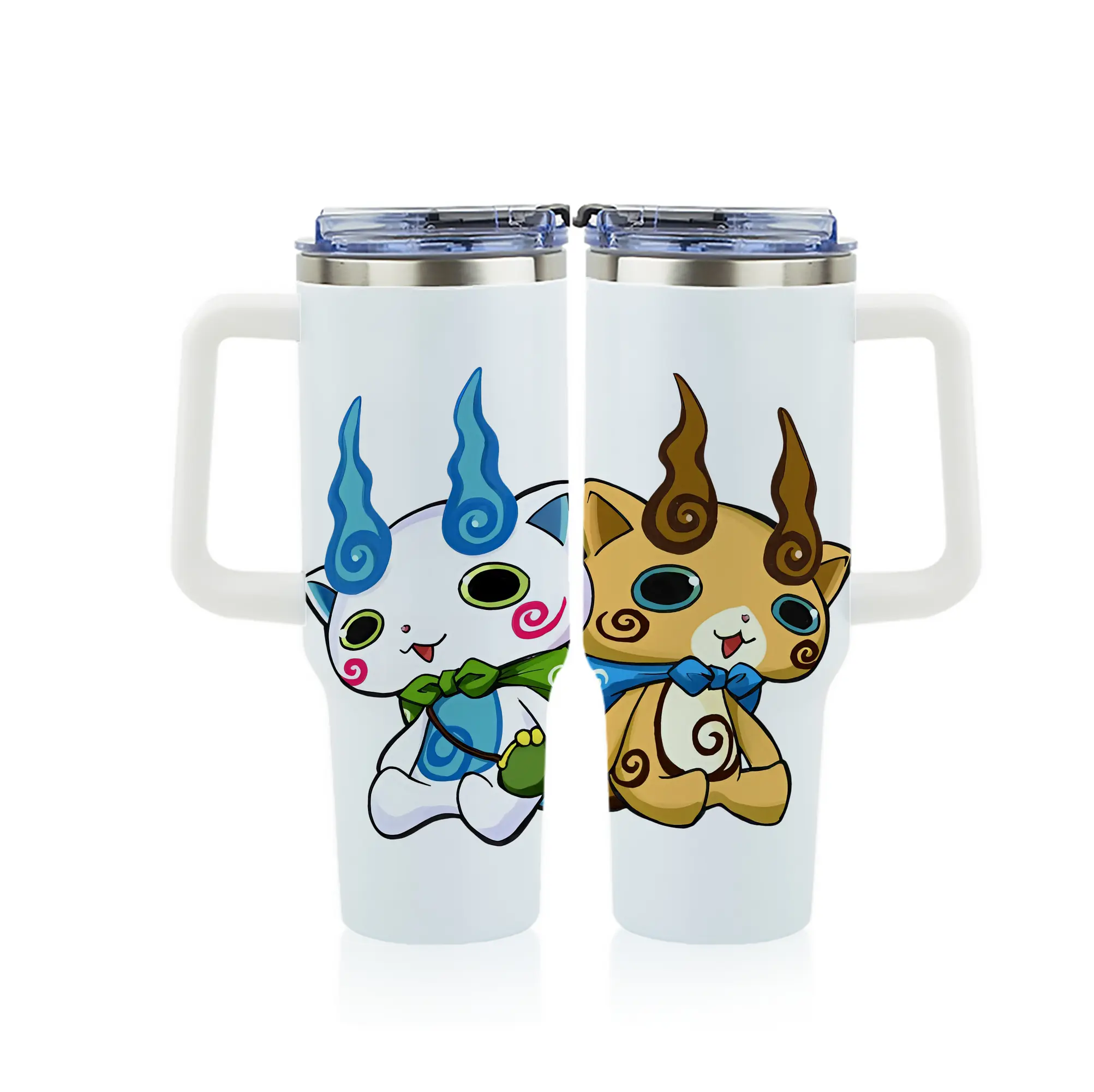 妖怪ウォッチ グッズ,コマさん - 1200mL フルプリント車用タンブラー ・ 304ステンレス 内側 ・ 201ステンレス 外側 ・ 保温 保冷 ・ 通勤 ドライブ アウトドア用