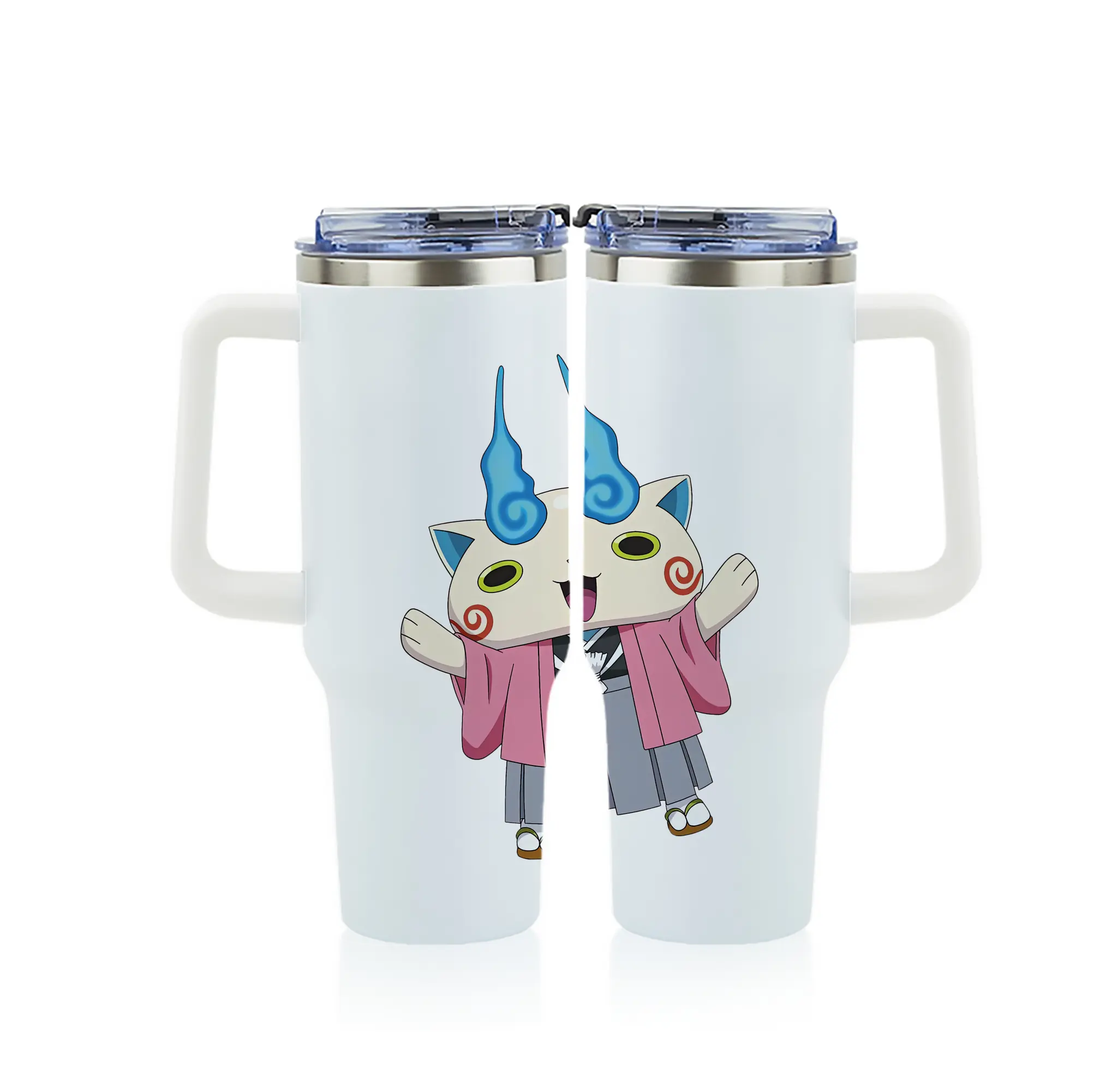 妖怪ウォッチ グッズ,コマさん - 1200mL フルプリント車用タンブラー ・ 304ステンレス 内側 ・ 201ステンレス 外側 ・ 保温 保冷 ・ 通勤 ドライブ アウトドア用