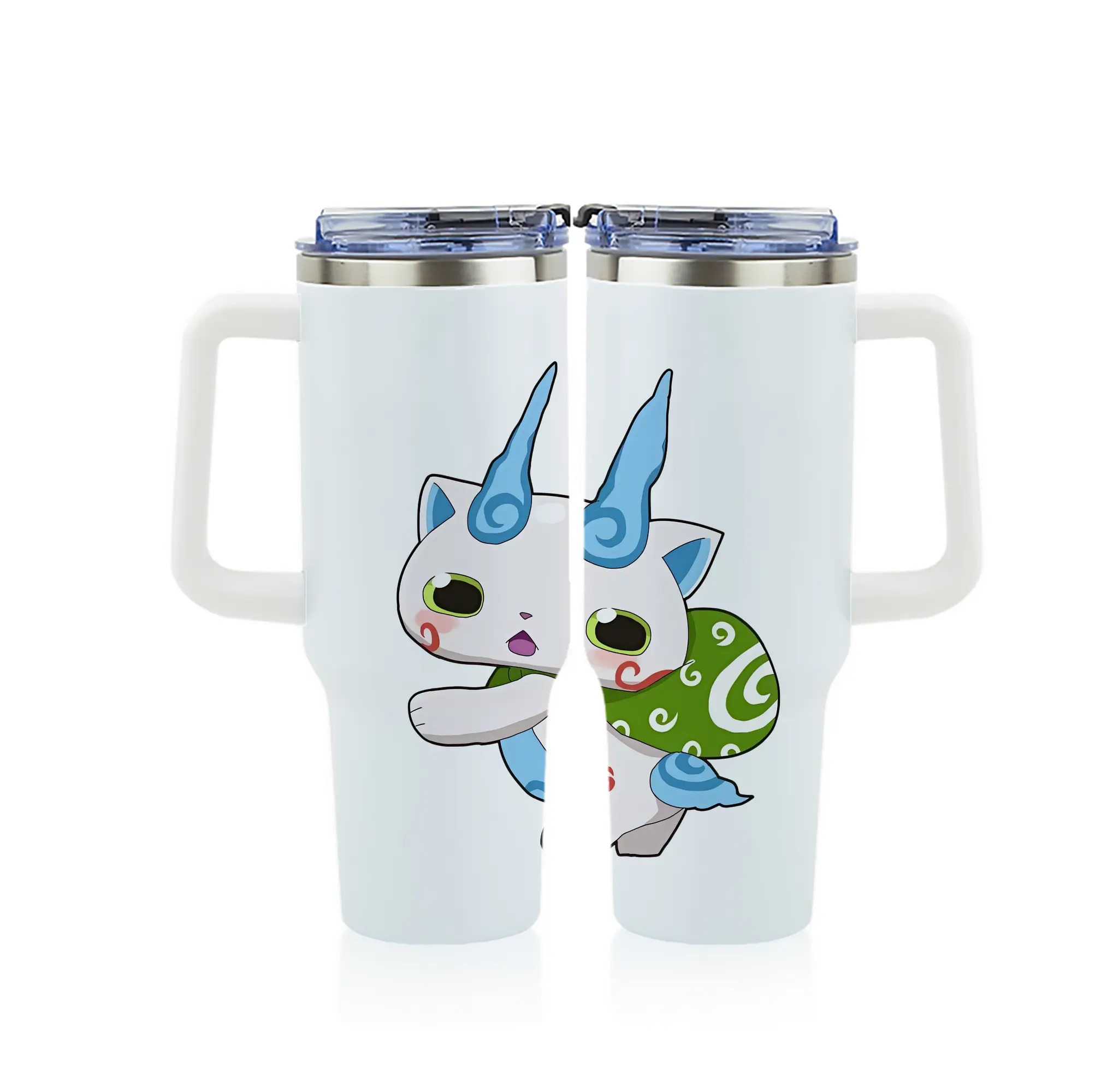 妖怪ウォッチ グッズ,コマさん - 1200mL フルプリント車用タンブラー ・ 304ステンレス 内側 ・ 201ステンレス 外側 ・ 保温 保冷 ・ 通勤 ドライブ アウトドア用