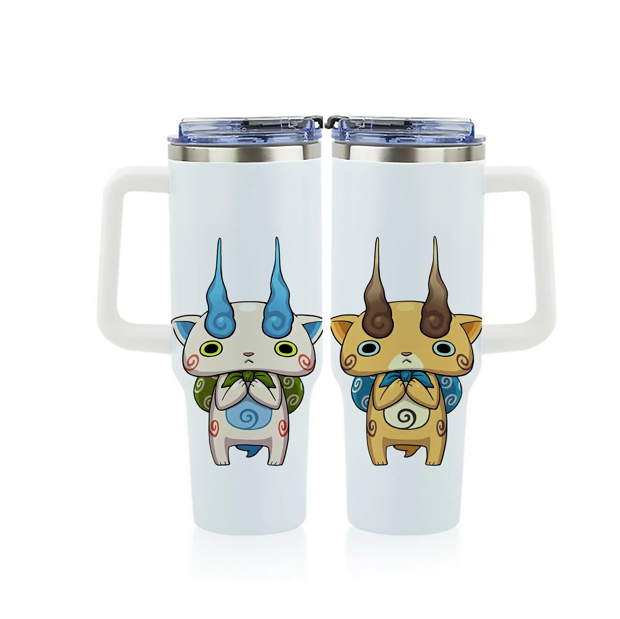 妖怪ウォッチ グッズ,コマさん - 1200mL フルプリント車用タンブラー ・ 304ステンレス 内側 ・ 201ステンレス 外側 ・ 保温 保冷 ・ 通勤 ドライブ アウトドア用