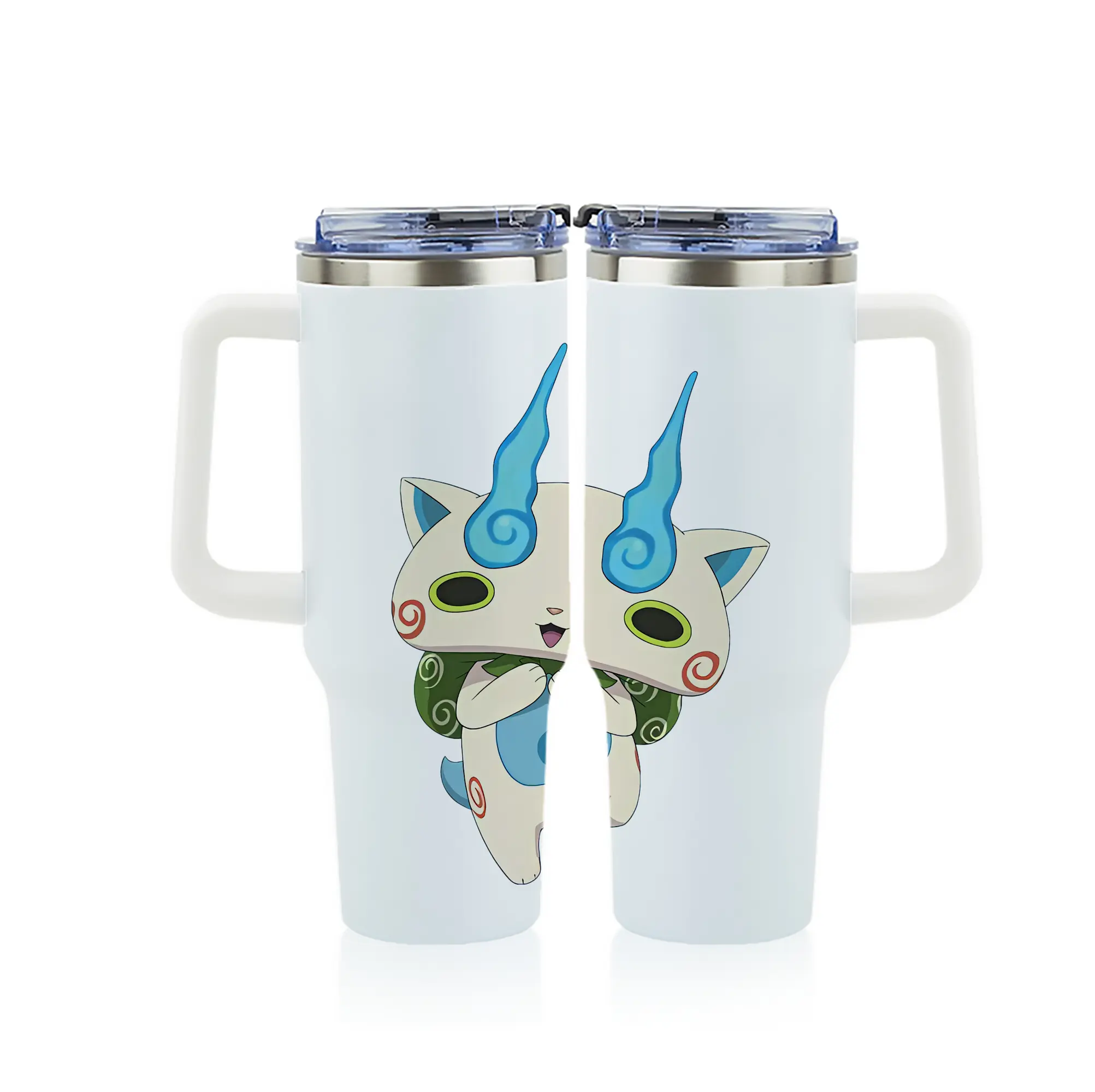 妖怪ウォッチ グッズ,コマさん - 1200mL フルプリント車用タンブラー ・ 304ステンレス 内側 ・ 201ステンレス 外側 ・ 保温 保冷 ・ 通勤 ドライブ アウトドア用