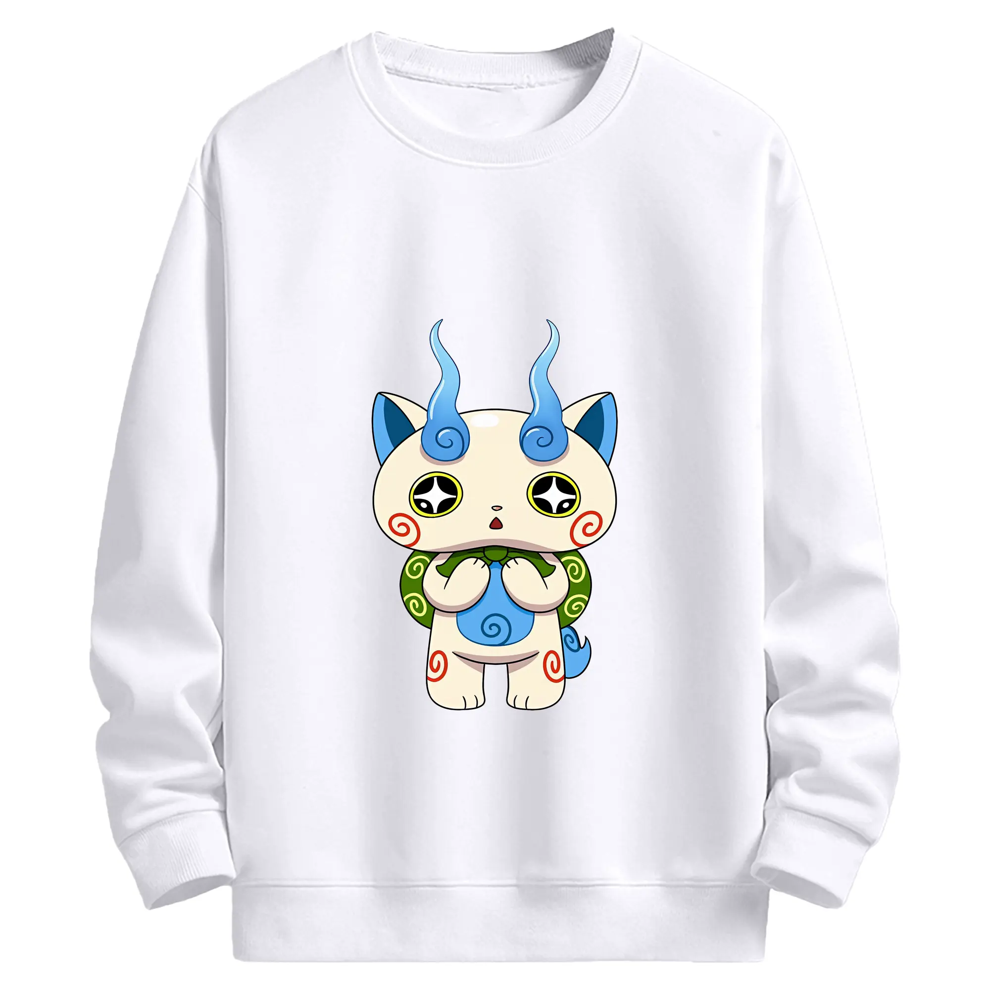妖怪ウォッチ グッズ,コマさん - 高品質 クルーネック スウェット ・ コットン59％ ポリエステル41％ ・ ユニセックス 長袖 トレーナー ・ カジュアル デイリー スポーツ 散歩用
