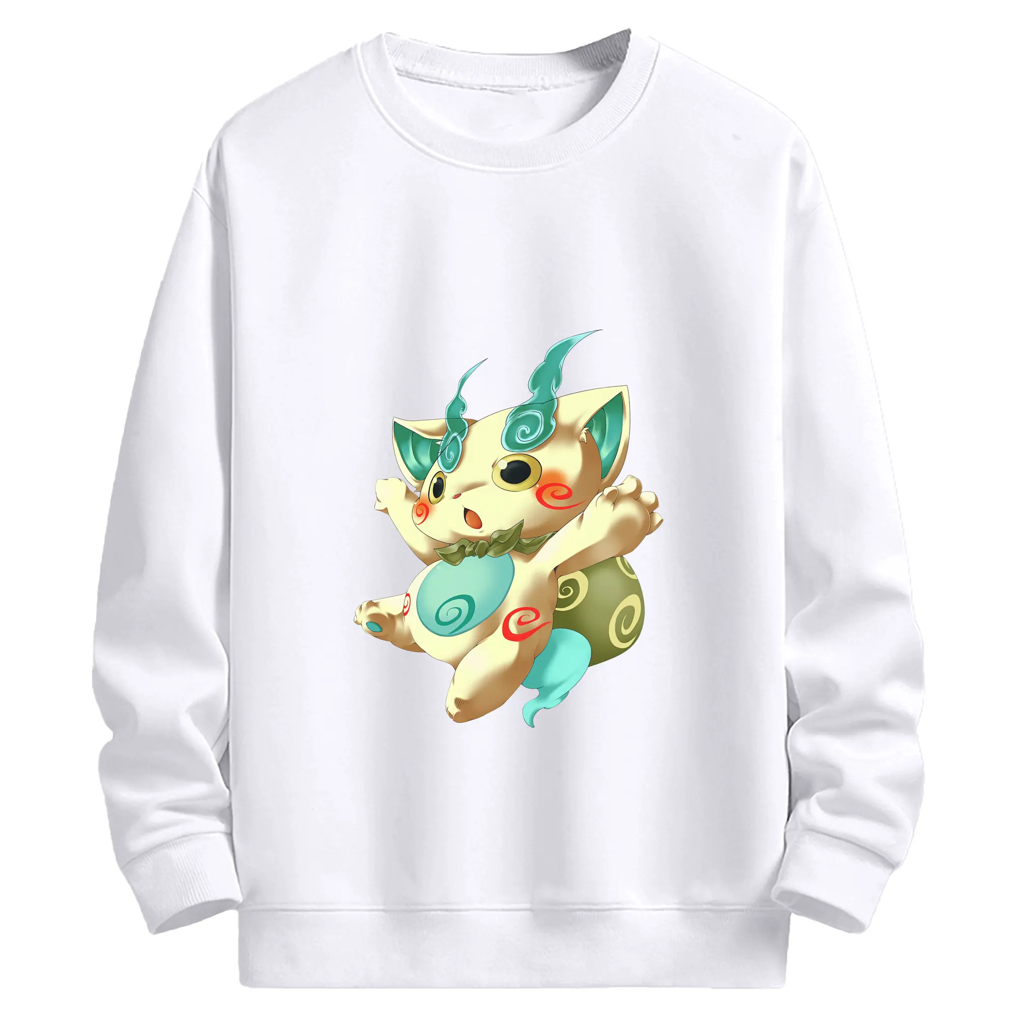 妖怪ウォッチ グッズ,コマさん - 高品質 クルーネック スウェット ・ コットン59％ ポリエステル41％ ・ ユニセックス 長袖 トレーナー ・ カジュアル デイリー スポーツ 散歩用