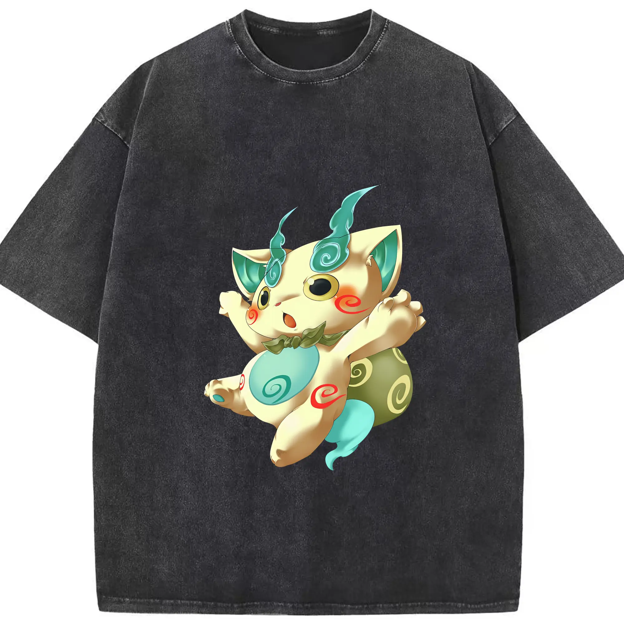 妖怪ウォッチ グッズ,コマさん - 綿100％ ヴィンテージ風 半袖Tシャツ ・ フロントプリント ・ 柔らか肌触り ・ 通気性 快適 ・ スポーツ カジュアル 外出用