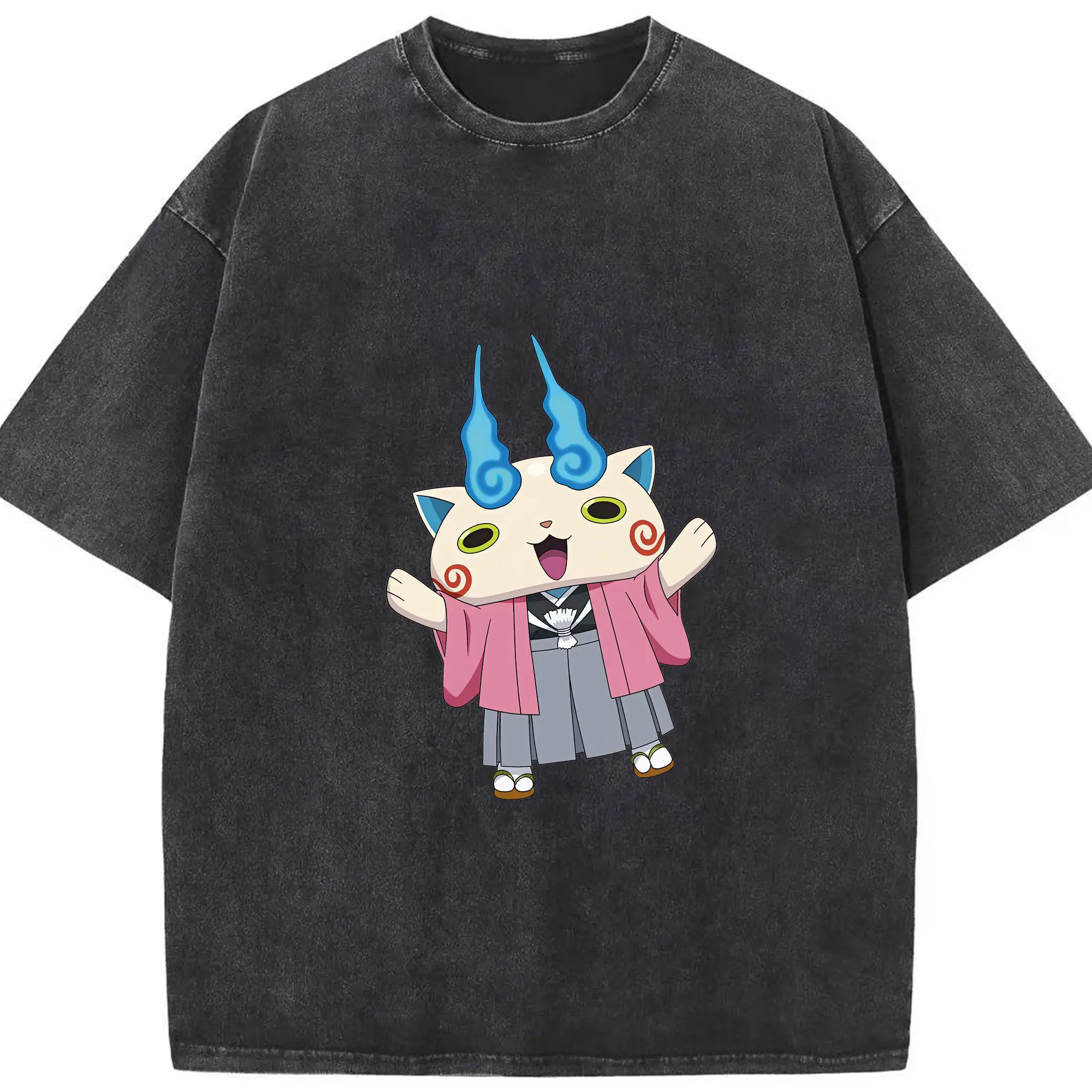 妖怪ウォッチ グッズ,コマさん - 綿100％ ヴィンテージ風 半袖Tシャツ ・ フロントプリント ・ 柔らか肌触り ・ 通気性 快適 ・ スポーツ カジュアル 外出用