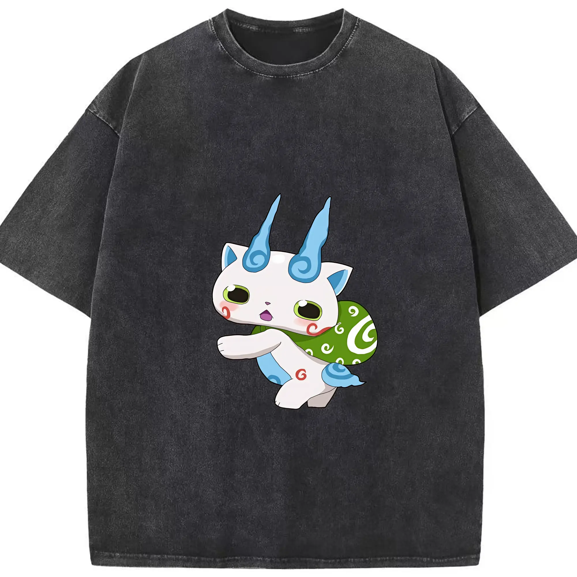 妖怪ウォッチ グッズ,コマさん - 綿100％ ヴィンテージ風 半袖Tシャツ ・ フロントプリント ・ 柔らか肌触り ・ 通気性 快適 ・ スポーツ カジュアル 外出用