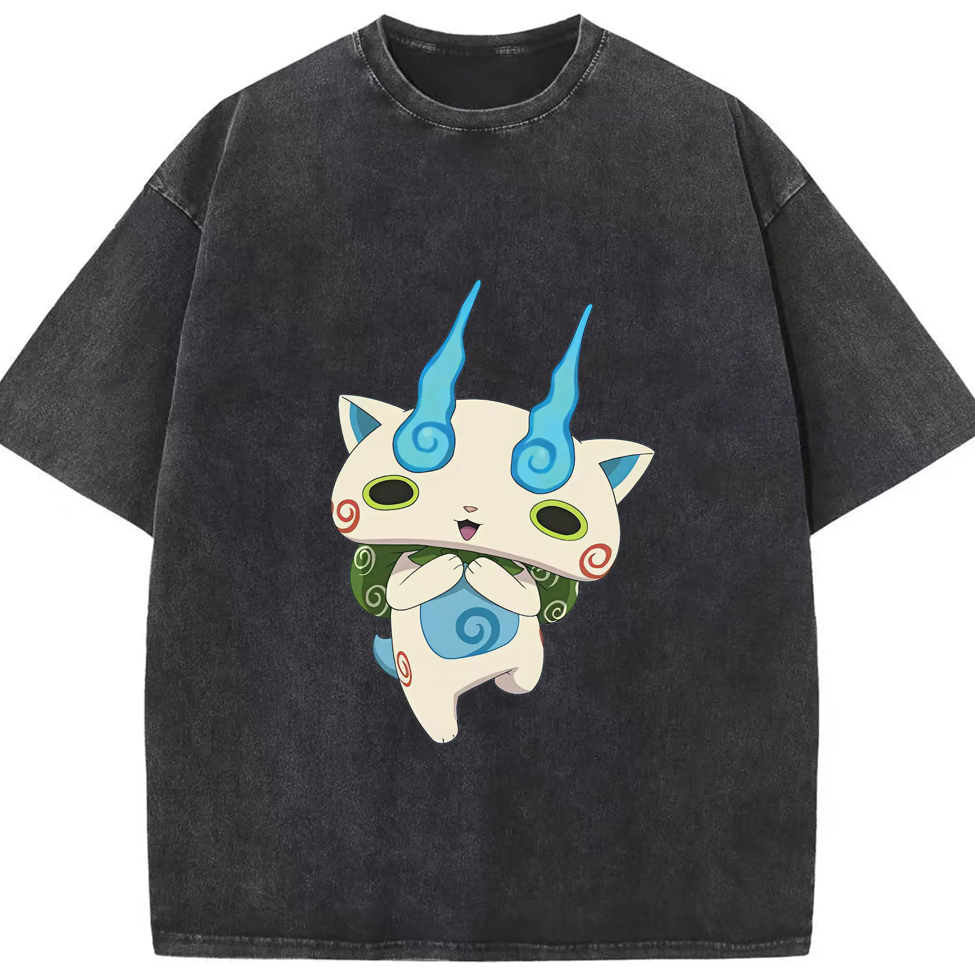 妖怪ウォッチ グッズ,コマさん - 綿100％ ヴィンテージ風 半袖Tシャツ ・ フロントプリント ・ 柔らか肌触り ・ 通気性 快適 ・ スポーツ カジュアル 外出用