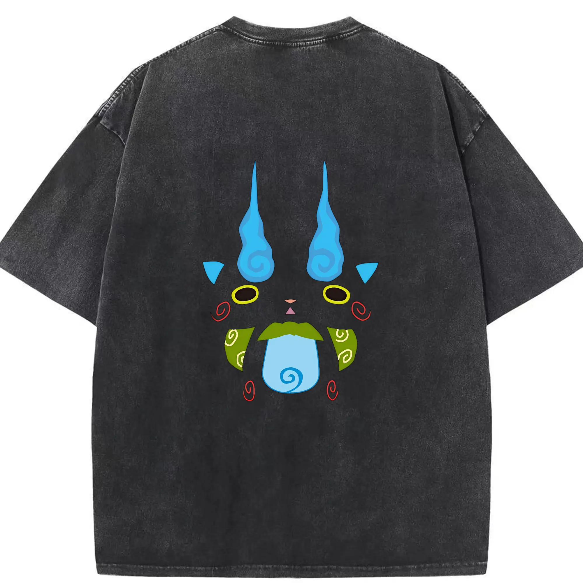 妖怪ウォッチ グッズ,コマさん - 綿100％ ヴィンテージ風 半袖Tシャツ ・ 背面プリント ・ 柔らか肌触り ・ 通気性 快適 ・ スポーツ カジュアル 外出用