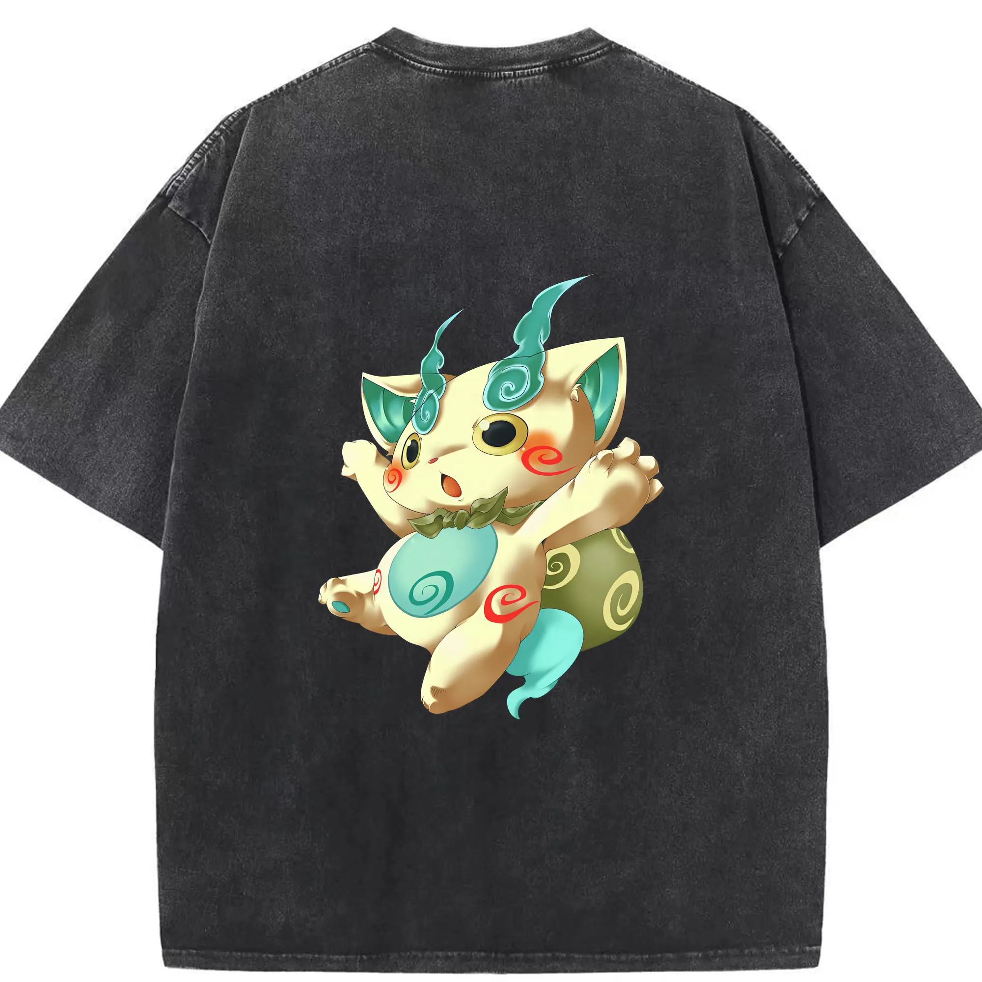 妖怪ウォッチ グッズ,コマさん - 綿100％ ヴィンテージ風 半袖Tシャツ ・ 背面プリント ・ 柔らか肌触り ・ 通気性 快適 ・ スポーツ カジュアル 外出用