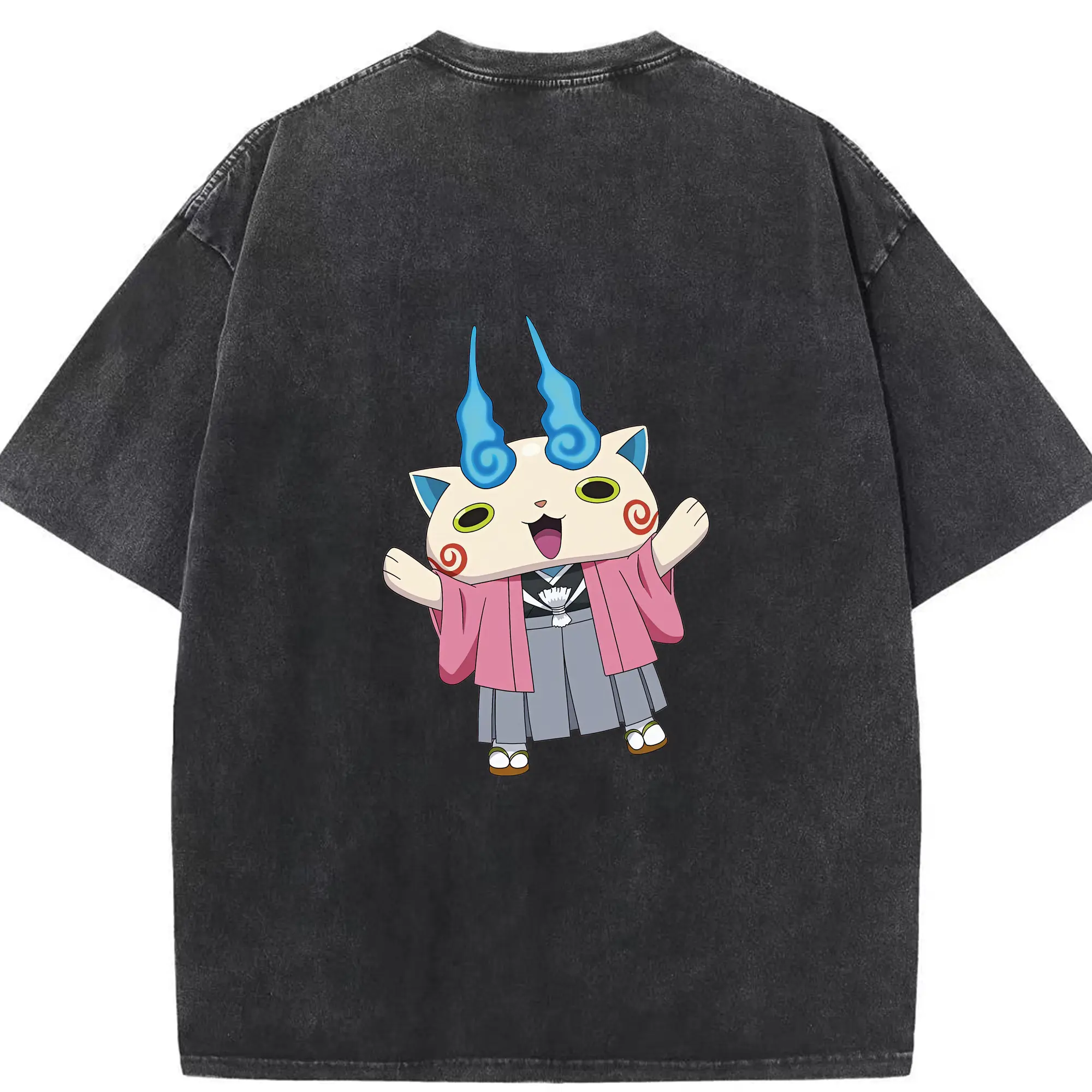 妖怪ウォッチ グッズ,コマさん - 綿100％ ヴィンテージ風 半袖Tシャツ ・ 背面プリント ・ 柔らか肌触り ・ 通気性 快適 ・ スポーツ カジュアル 外出用