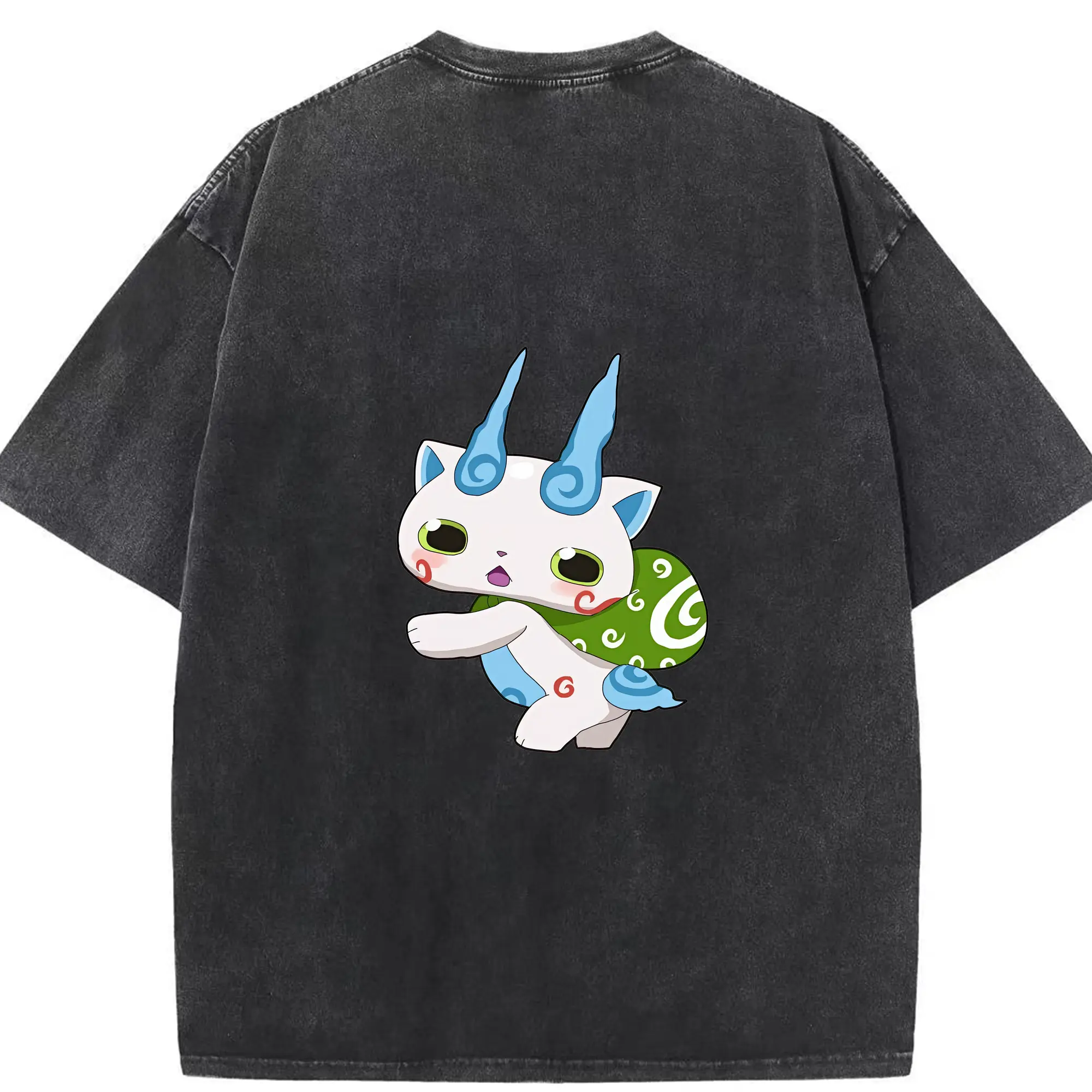 妖怪ウォッチ グッズ,コマさん - 綿100％ ヴィンテージ風 半袖Tシャツ ・ 背面プリント ・ 柔らか肌触り ・ 通気性 快適 ・ スポーツ カジュアル 外出用