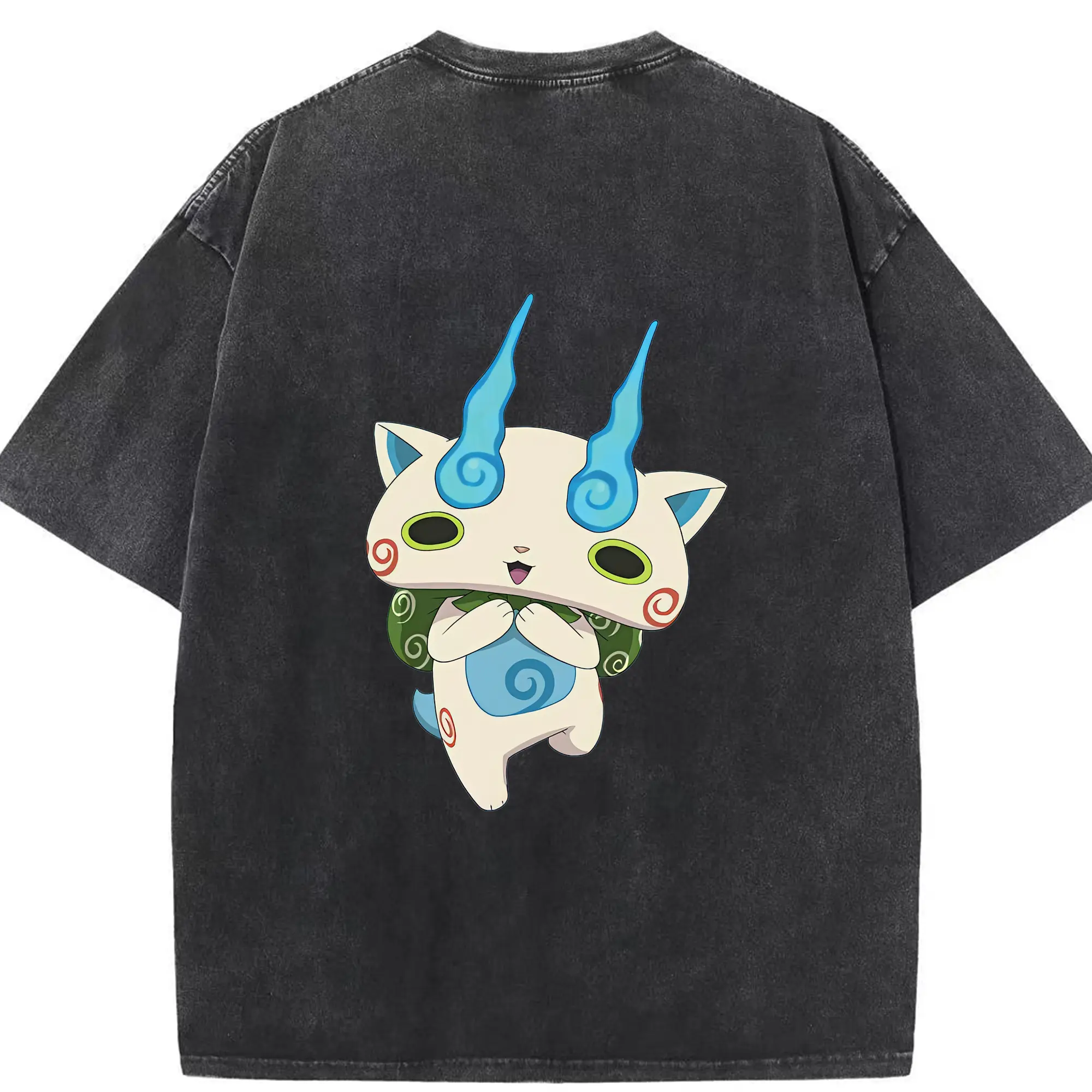 妖怪ウォッチ グッズ,コマさん - 綿100％ ヴィンテージ風 半袖Tシャツ ・ 背面プリント ・ 柔らか肌触り ・ 通気性 快適 ・ スポーツ カジュアル 外出用