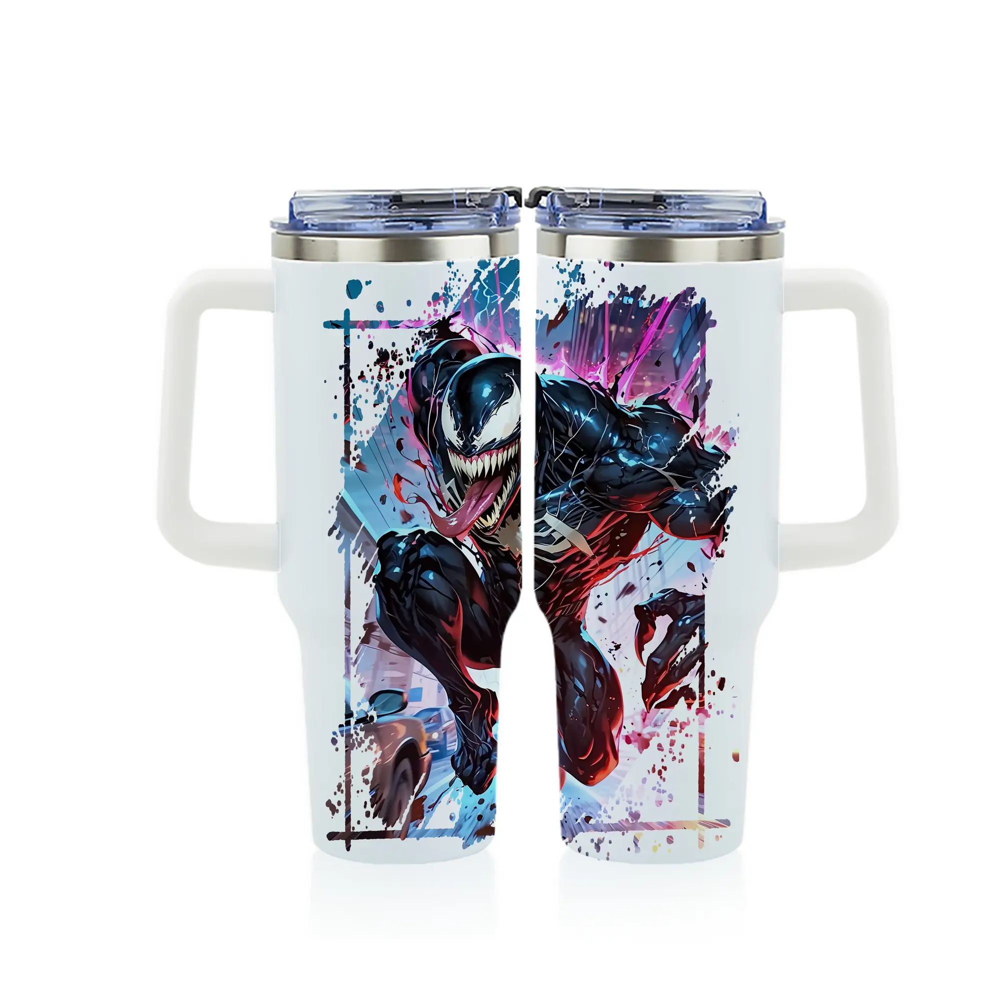 ヴェノム グッズ,ヴェノム - 1200mL フルプリント車用タンブラー ・ 304ステンレス 内側 ・ 201ステンレス 外側 ・ 保温 保冷 ・ 通勤 ドライブ アウトドア用