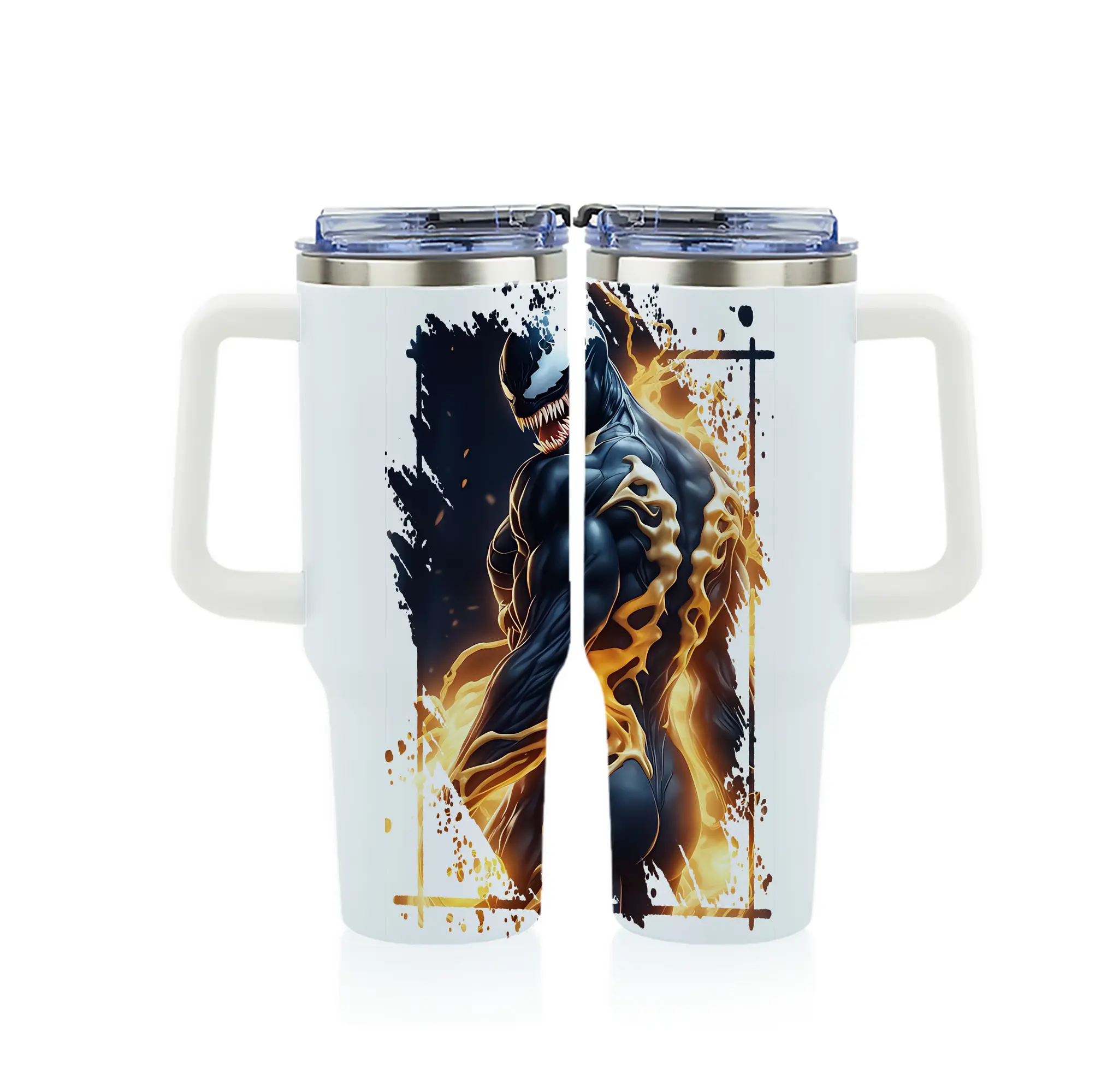 ヴェノム グッズ,ヴェノム - 1200mL フルプリント車用タンブラー ・ 304ステンレス 内側 ・ 201ステンレス 外側 ・ 保温 保冷 ・ 通勤 ドライブ アウトドア用